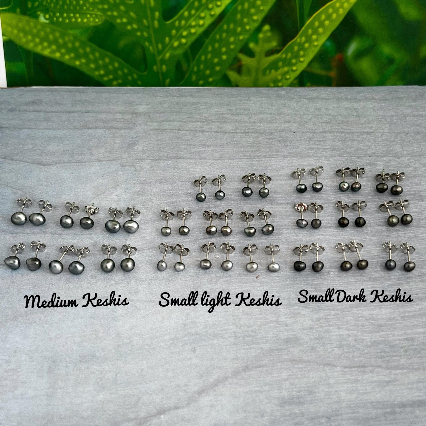Tahitian Keshi Pearl Stud Earrings : Sterling Silver