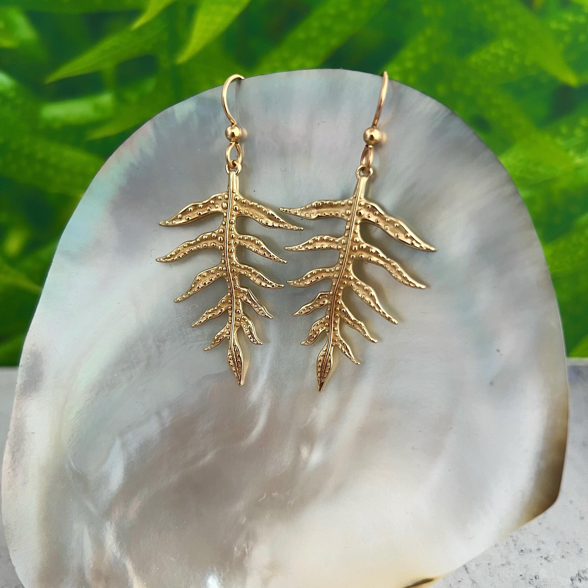 Laua’e Dangle Earrings • Hawaiian jewelry • Tropical Fern
