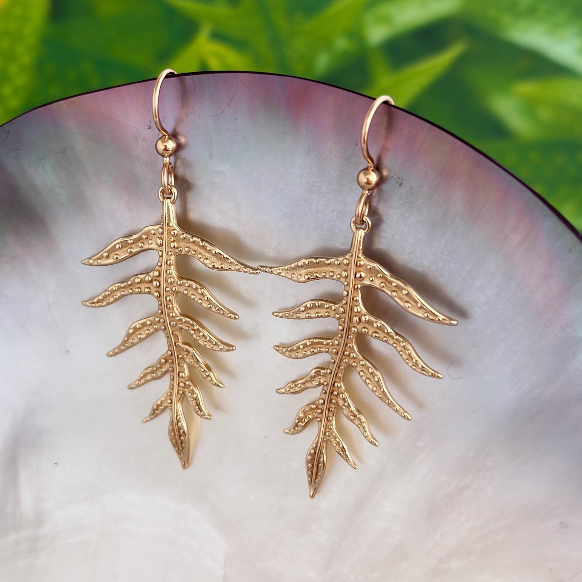 Laua’e Dangle Earrings • Hawaiian jewelry • Tropical Fern