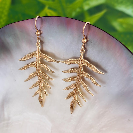 Laua’e Dangle Earrings • Hawaiian jewelry • Tropical Fern