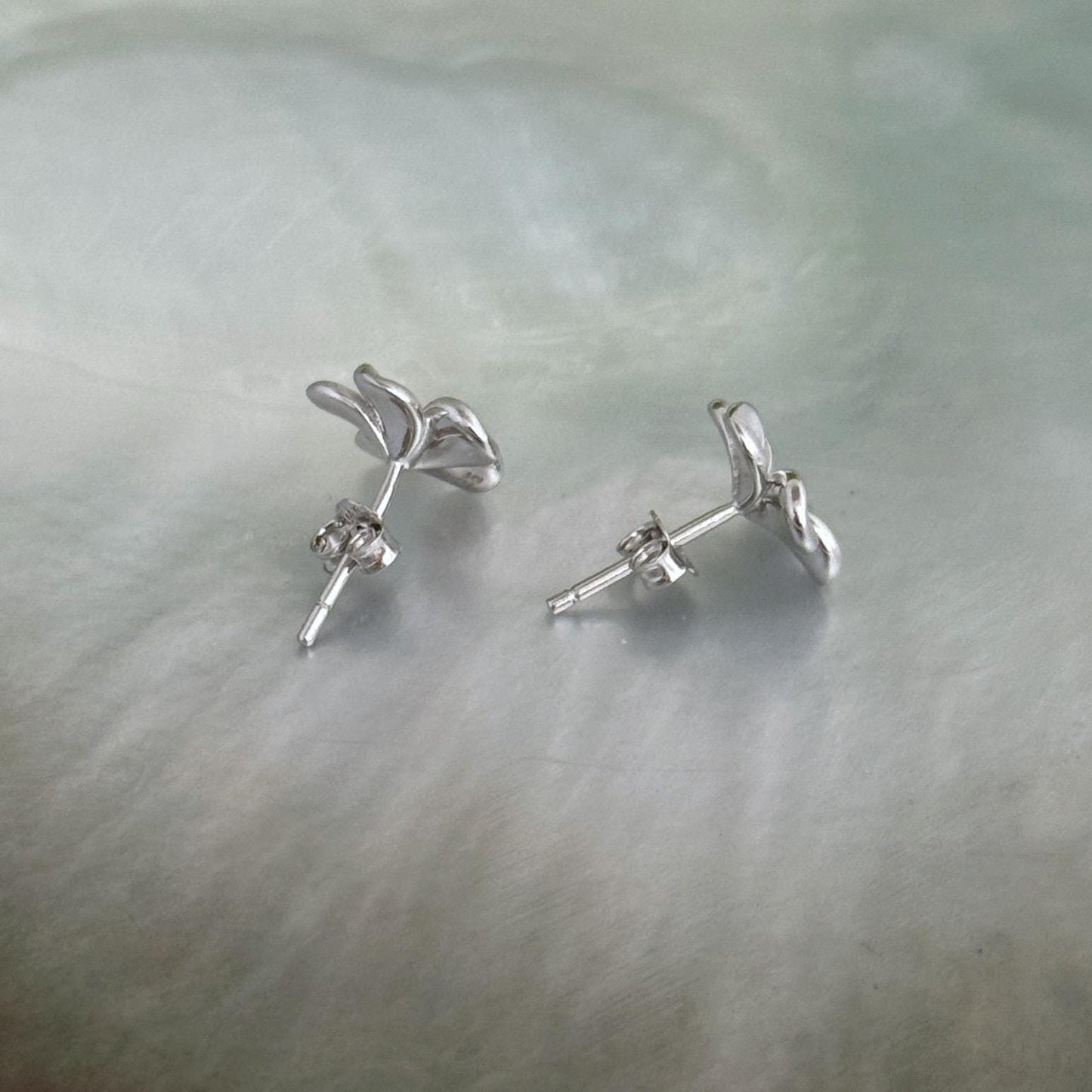 Plumeria Frangipani Flower Stud Earrings • hawaiian silver earrings • hawaii gold and silver jewelry Tropical flower