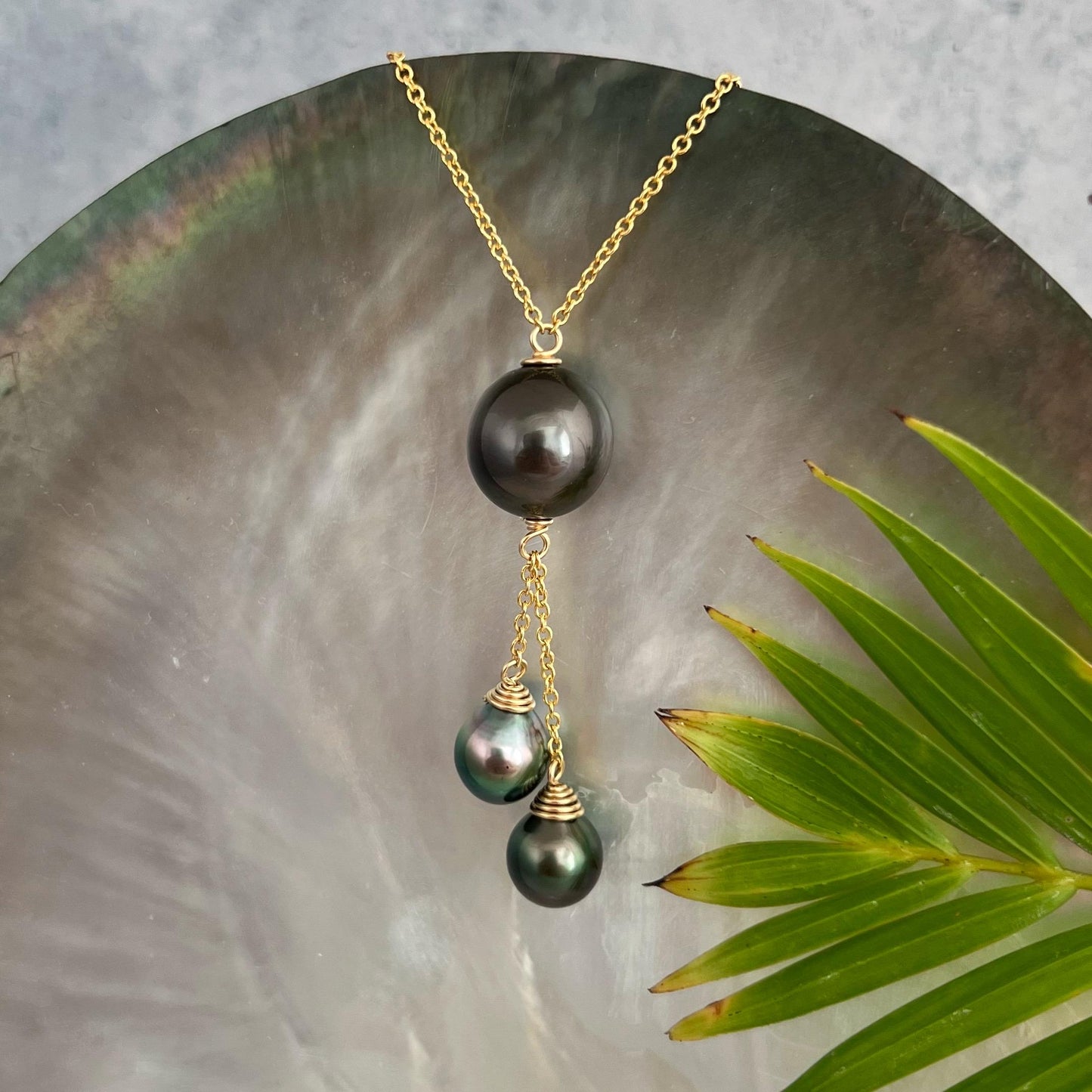 Tahitian Pearl Necklace – triple dangle • Elegant jewelry made in Hawaii