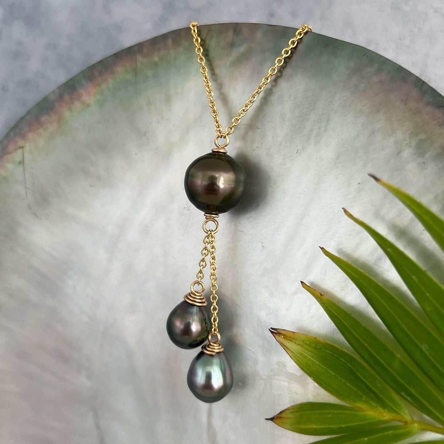 Tahitian Pearl Necklace – triple dangle • Elegant jewelry made in Hawaii