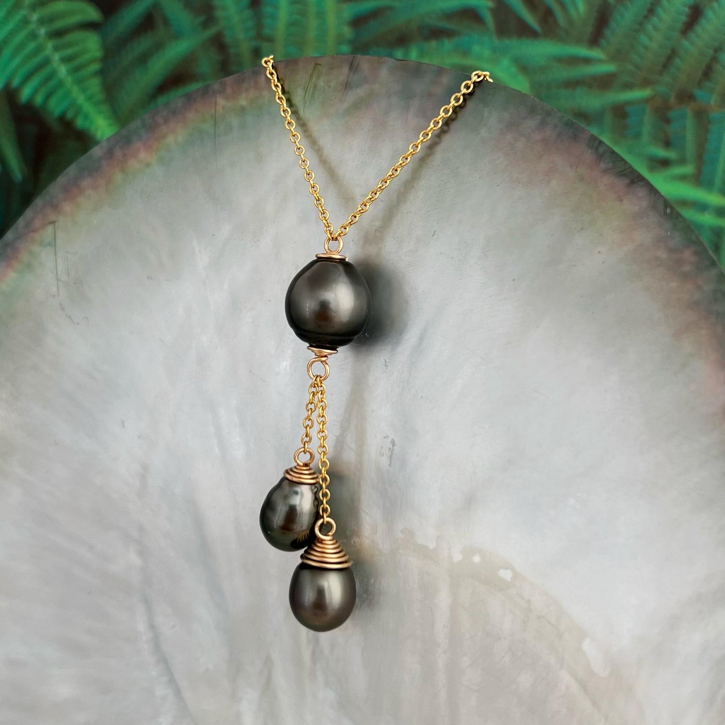 Tahitian Pearl Necklace – triple dangle • Elegant jewelry made in Hawaii