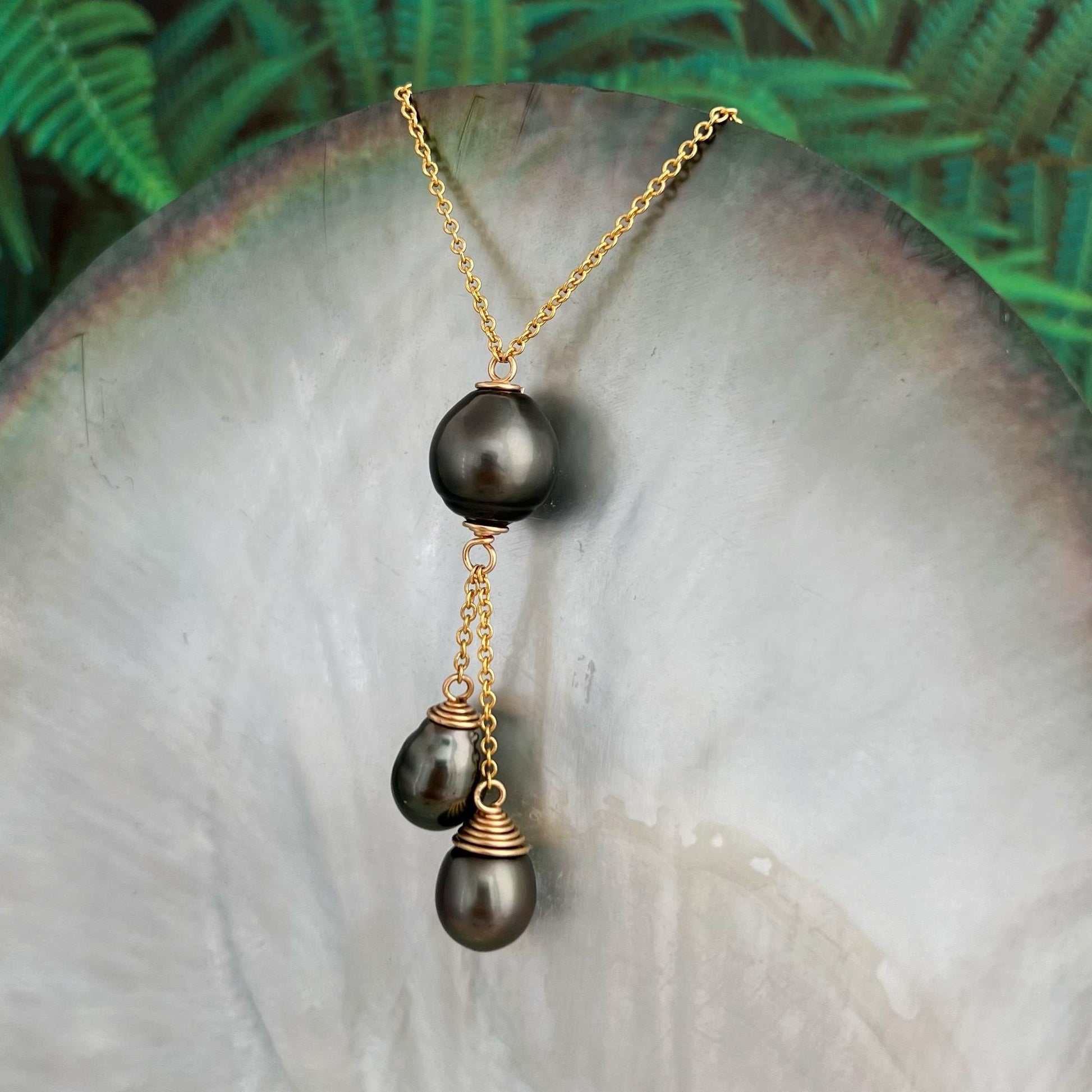 Tahitian Pearl Necklace – triple dangle • Elegant jewelry made in Hawaii