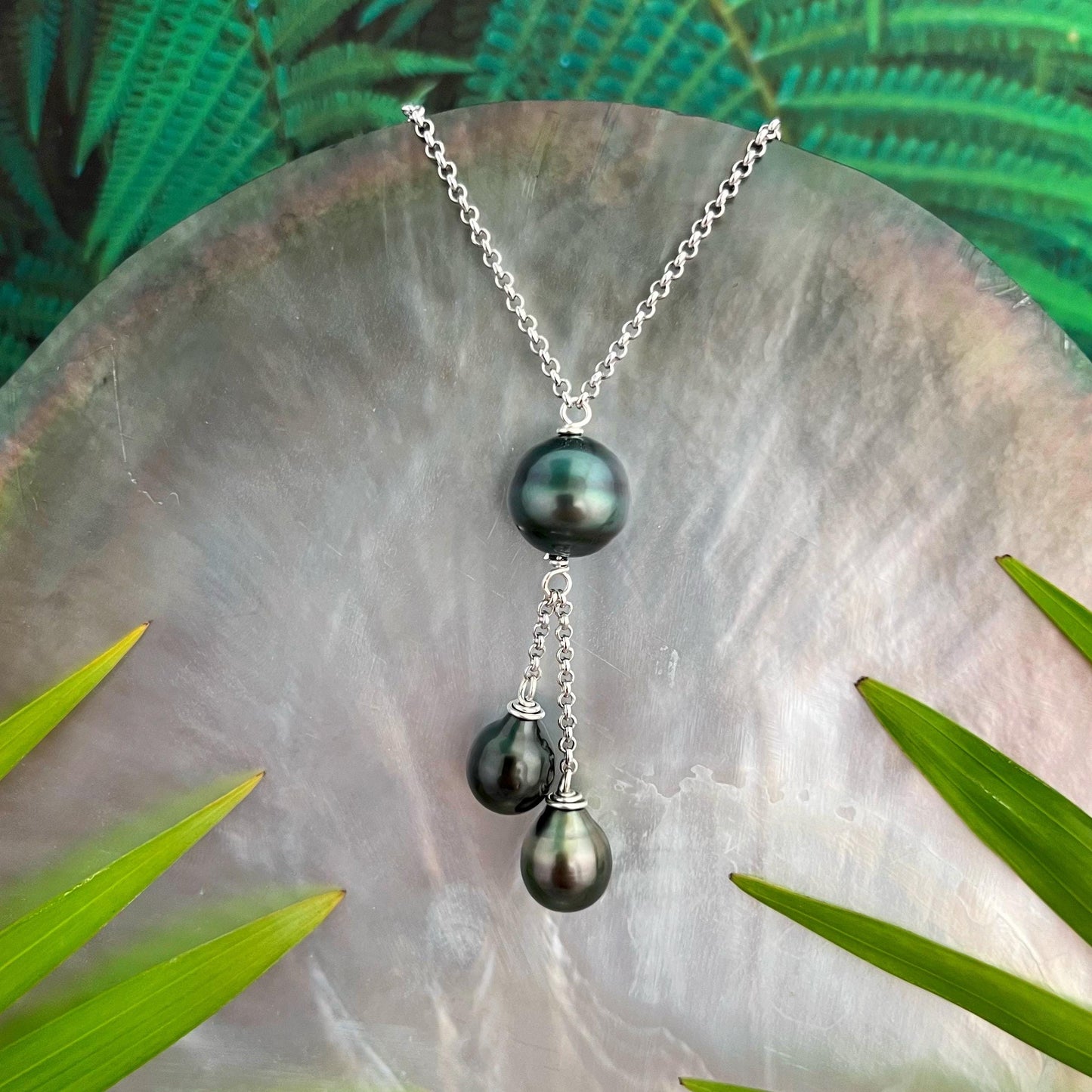 Tahitian Pearl Necklace – triple dangle • Elegant jewelry made in Hawaii