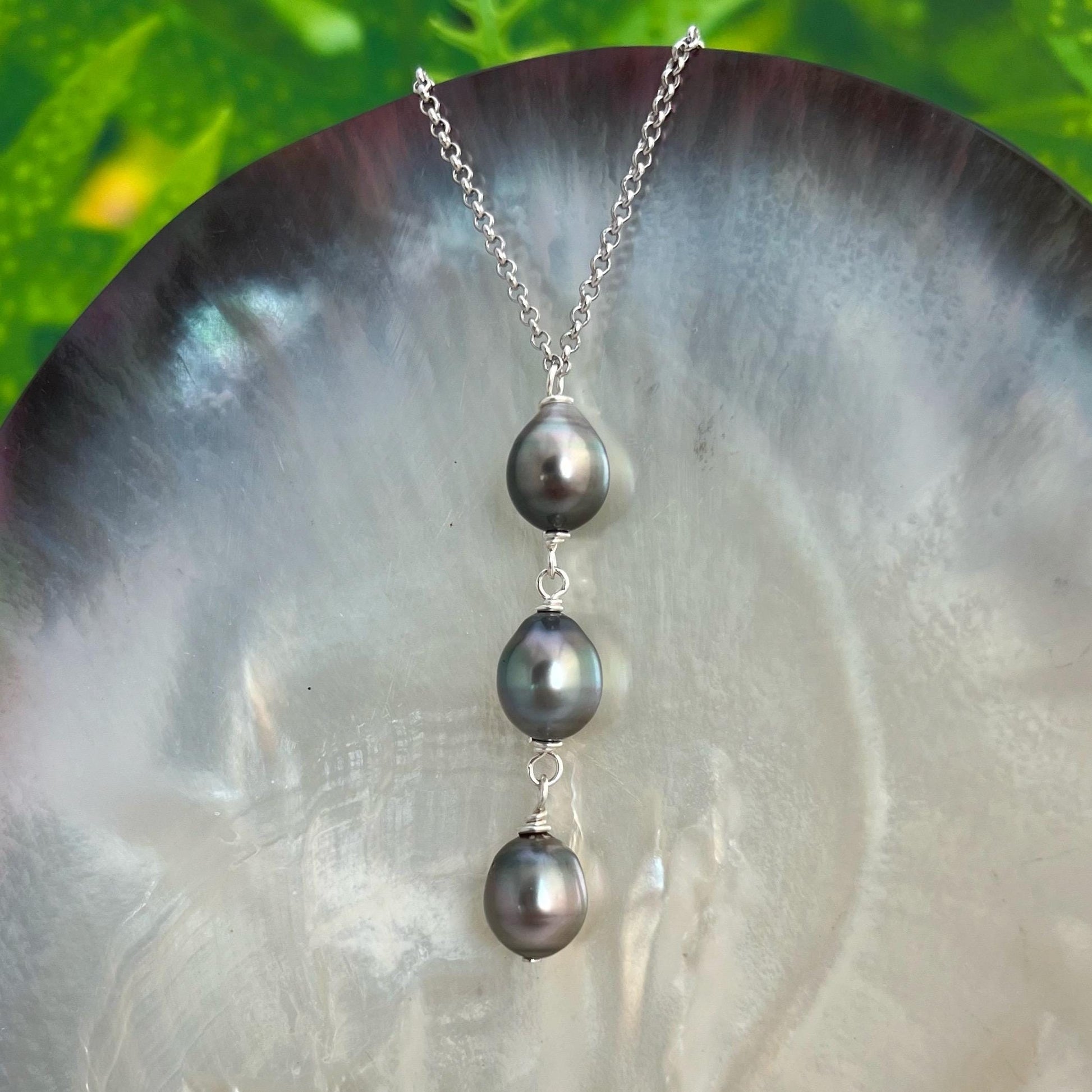 Triple Tahitian Pearl Necklace • Sterling Silver or Gold filled