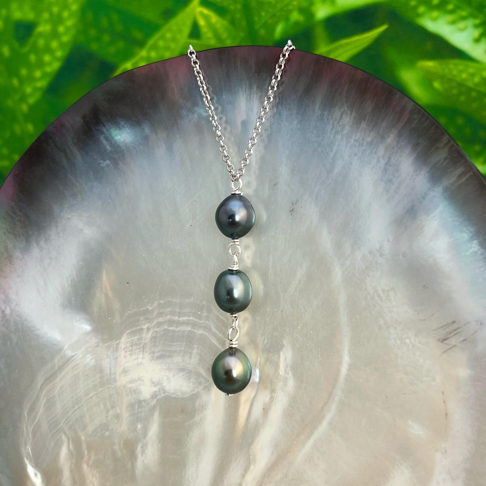 Triple Tahitian Pearl Necklace • Sterling Silver or Gold filled