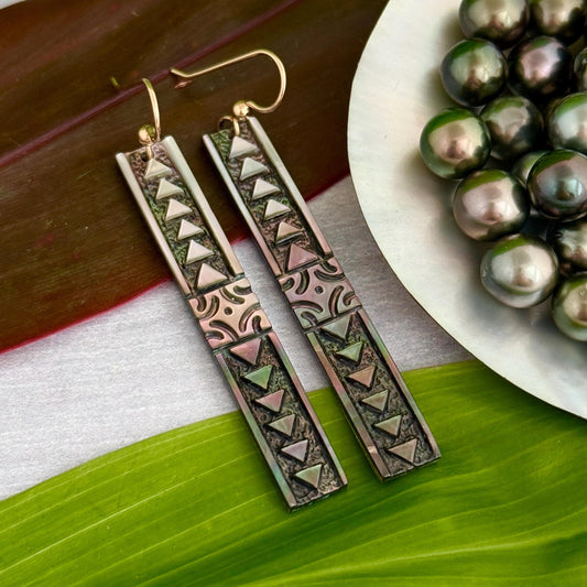 Hawaiian earrings hand carved mother of pearl jewelry