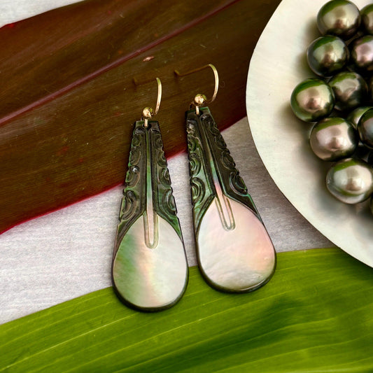 Paddle earrings in Mother of pearl shell: Gold filled or Sterling silver