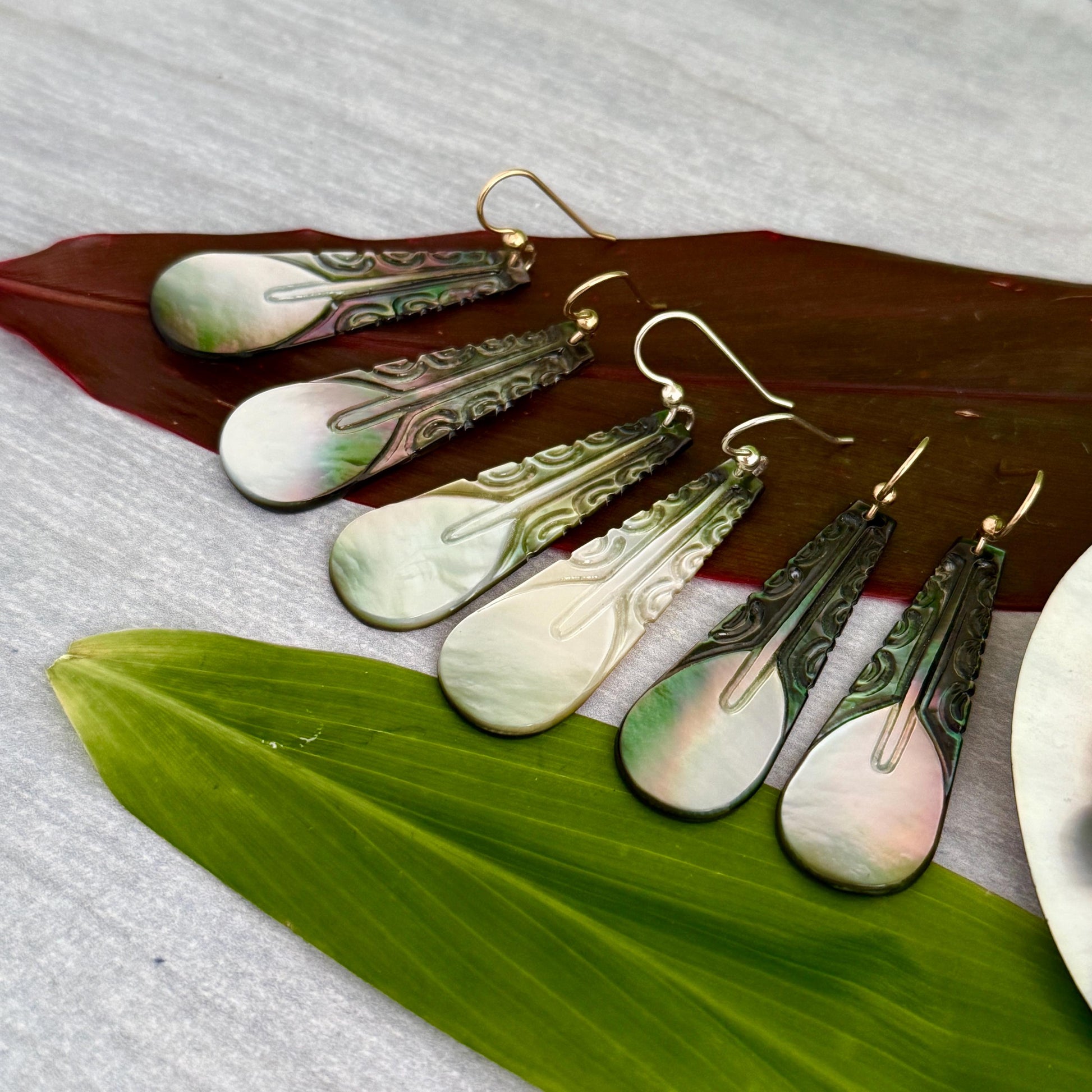 Paddle earrings in Mother of pearl shell: Gold filled or Sterling silver