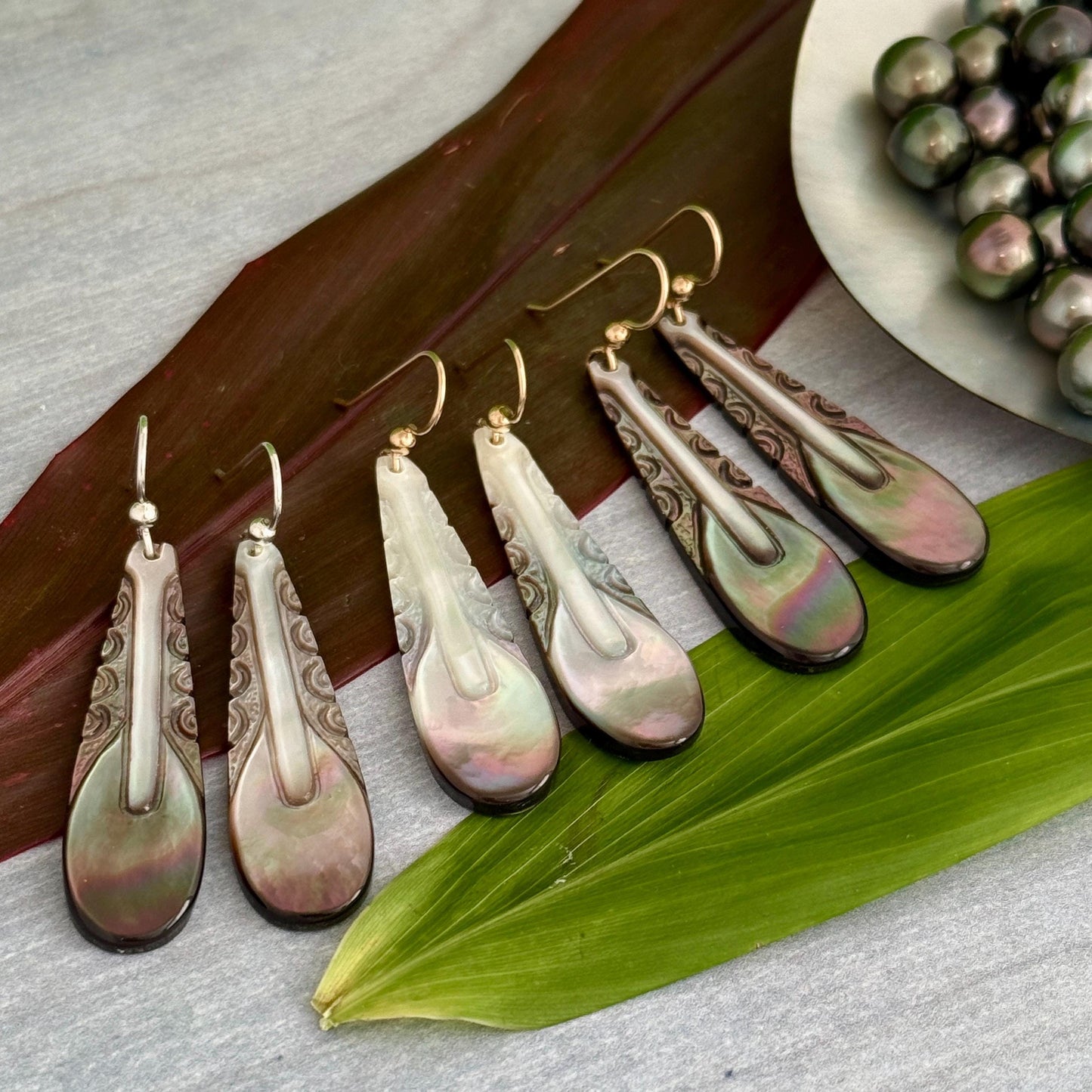 Handmade Mother of Pearl Paddle Earrings: Gold Filled or Sterling silver Hawaiian Jewelry