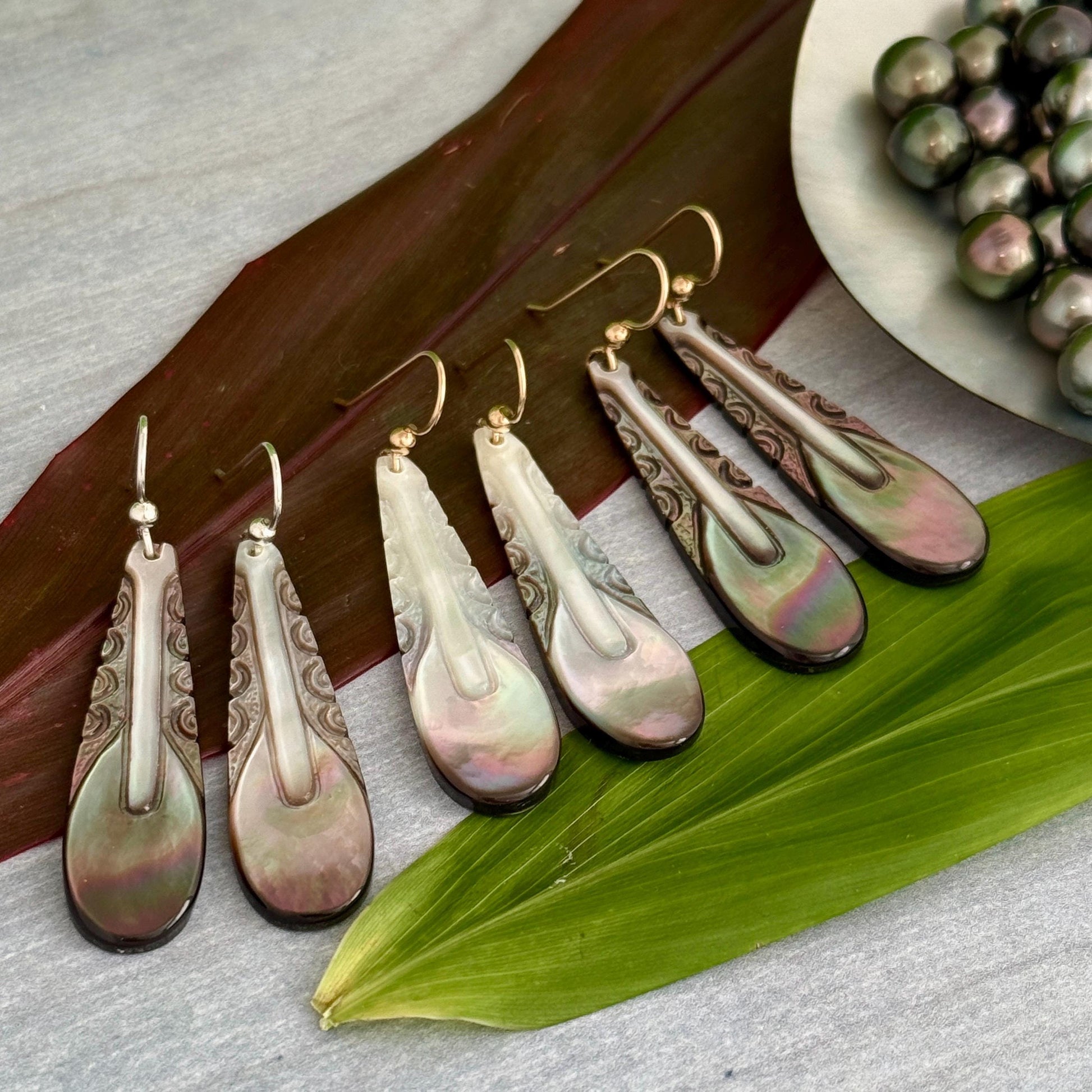 Handmade Mother of Pearl Paddle Earrings: Gold Filled or Sterling silver Hawaiian Jewelry