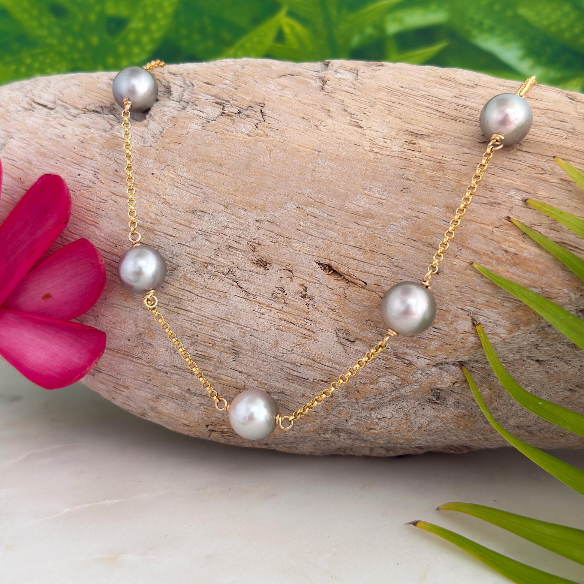 White Tahitian Pearl Necklace • Pastel color Jewelry