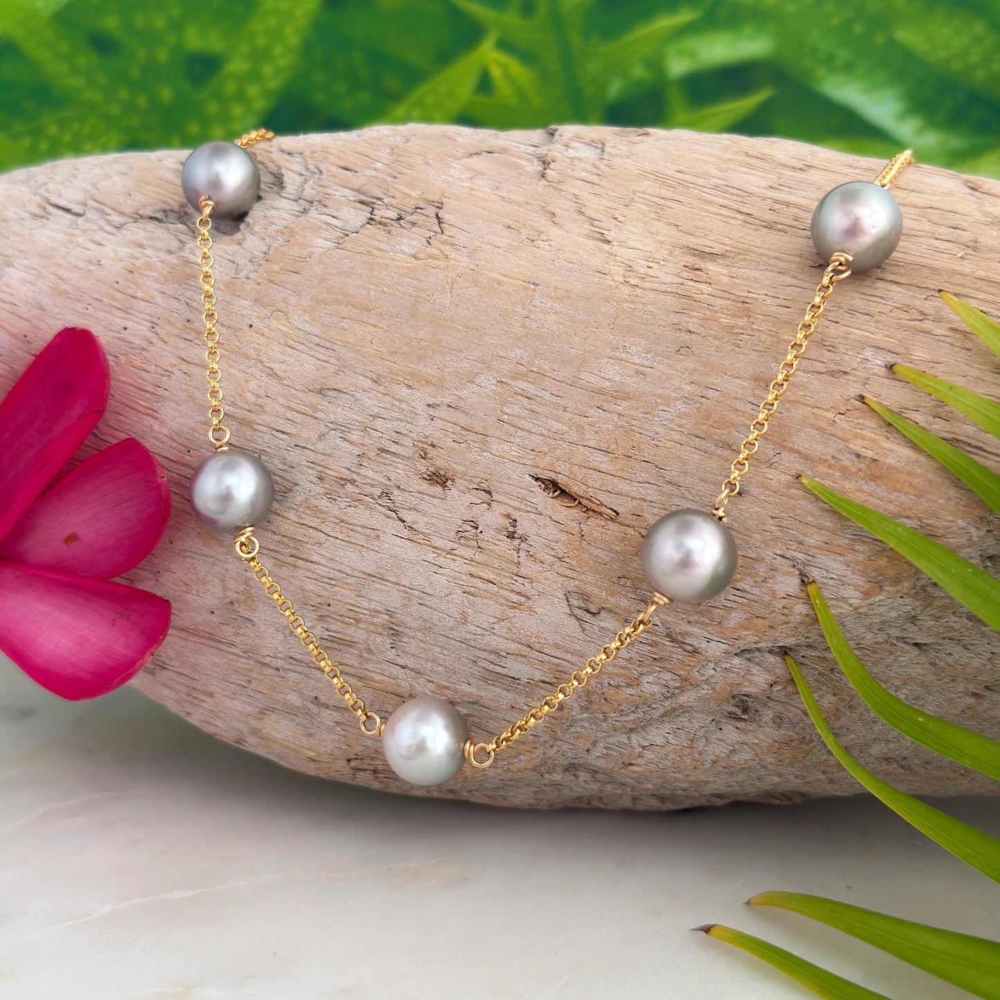 White Tahitian Pearl Necklace • Pastel color Jewelry