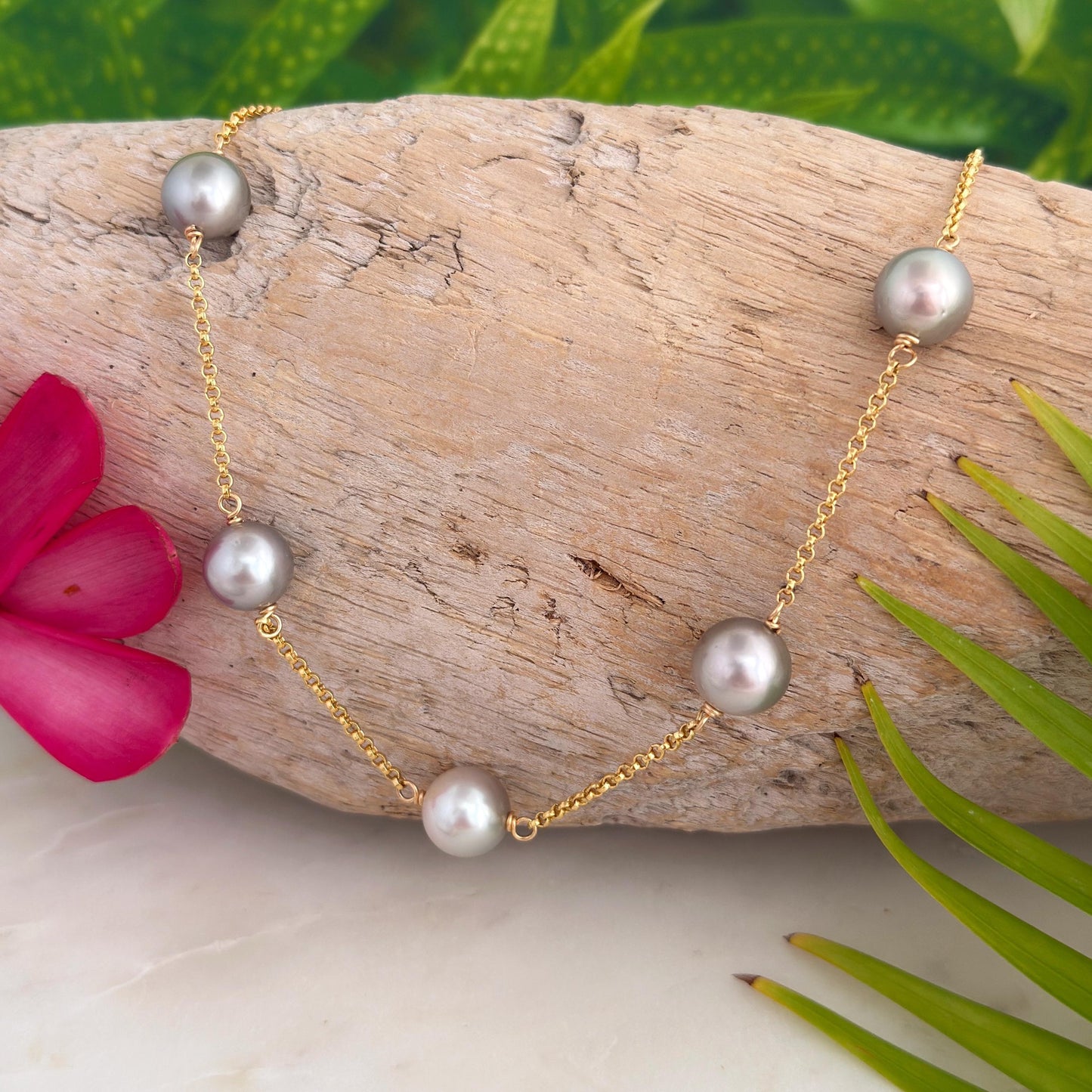 White Tahitian Pearl Necklace • Pastel color Jewelry