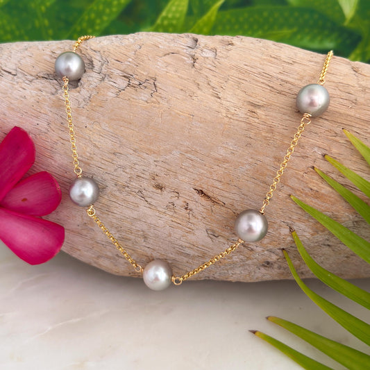 White Tahitian Pearl Necklace • Pastel color Jewelry