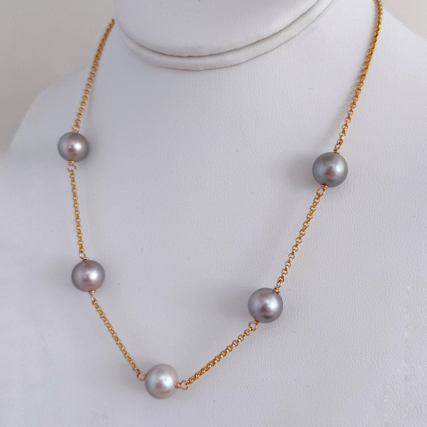 White Tahitian Pearl Necklace • Pastel color Jewelry