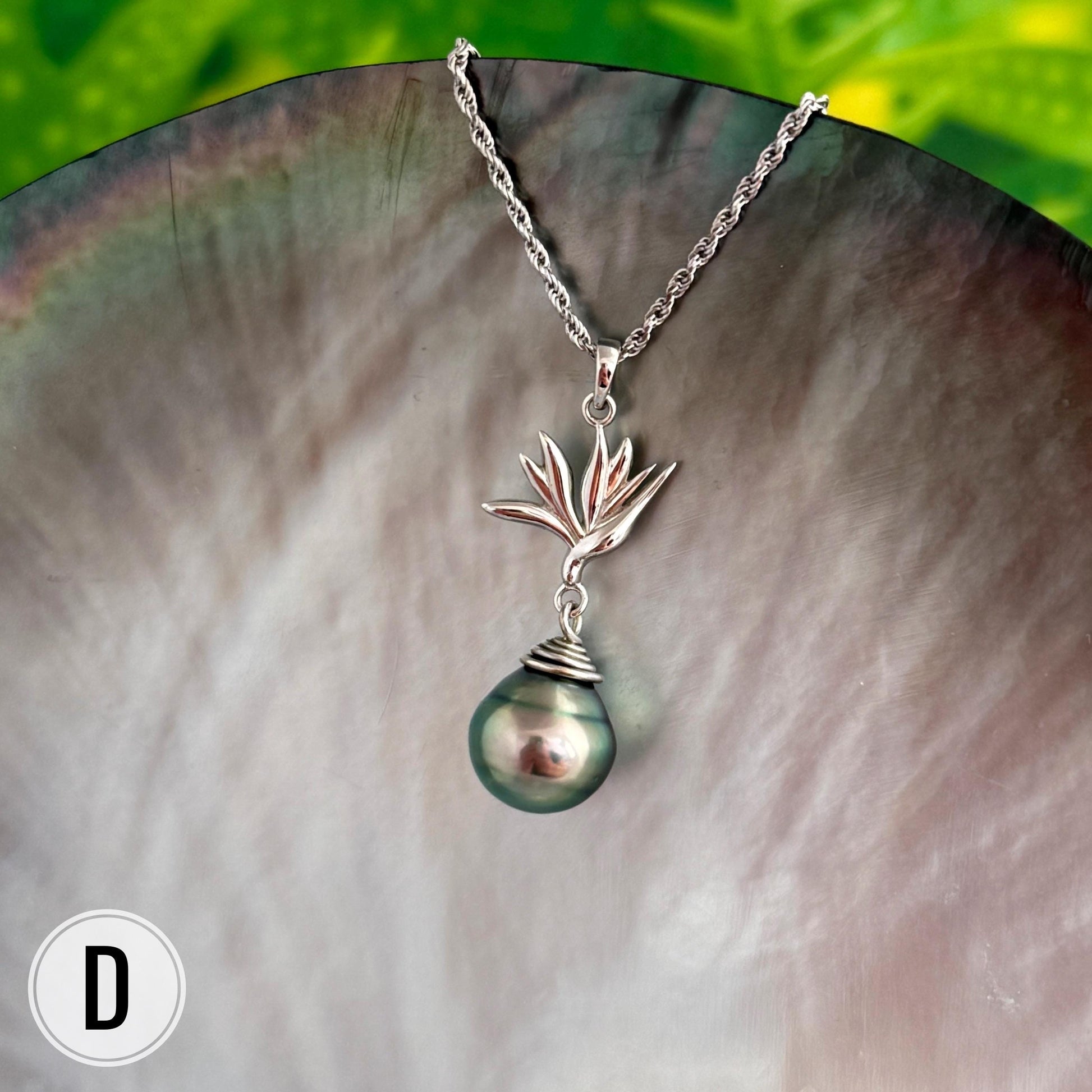 DOORBUSTER Tahitian Pearl pendants • Tropical Flower & Leaf • Hawaiian design 18k Gold Plated necklace