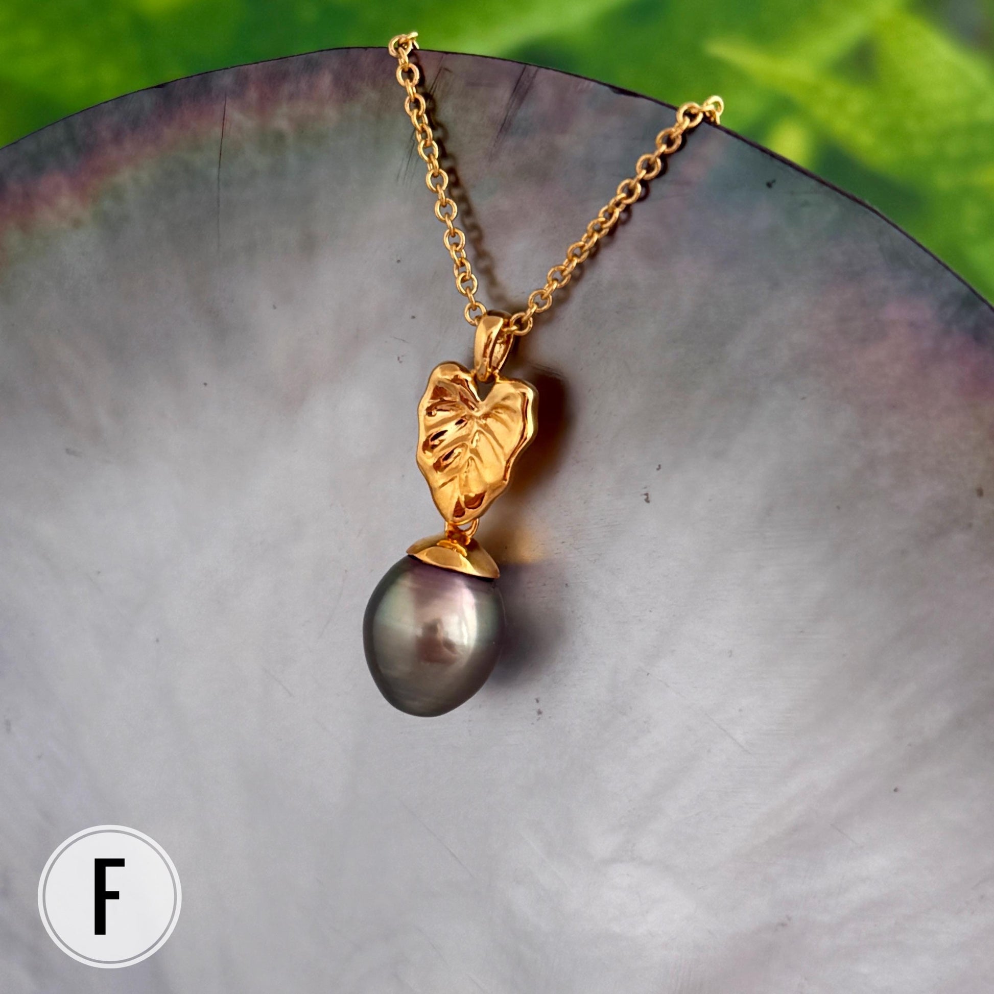 DOORBUSTER Tahitian Pearl pendants • Tropical Flower & Leaf • Hawaiian design 18k Gold Plated necklace
