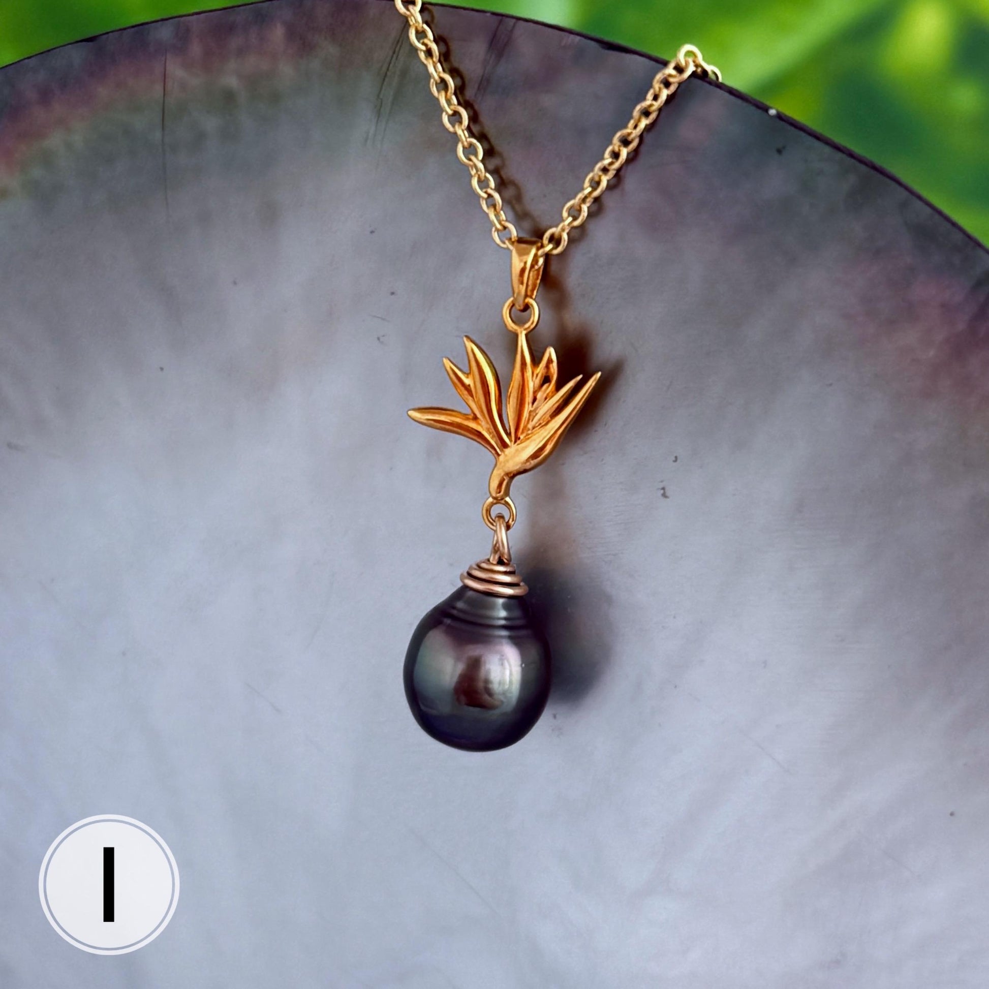 DOORBUSTER Tahitian Pearl pendants • Tropical Flower & Leaf • Hawaiian design 18k Gold Plated necklace