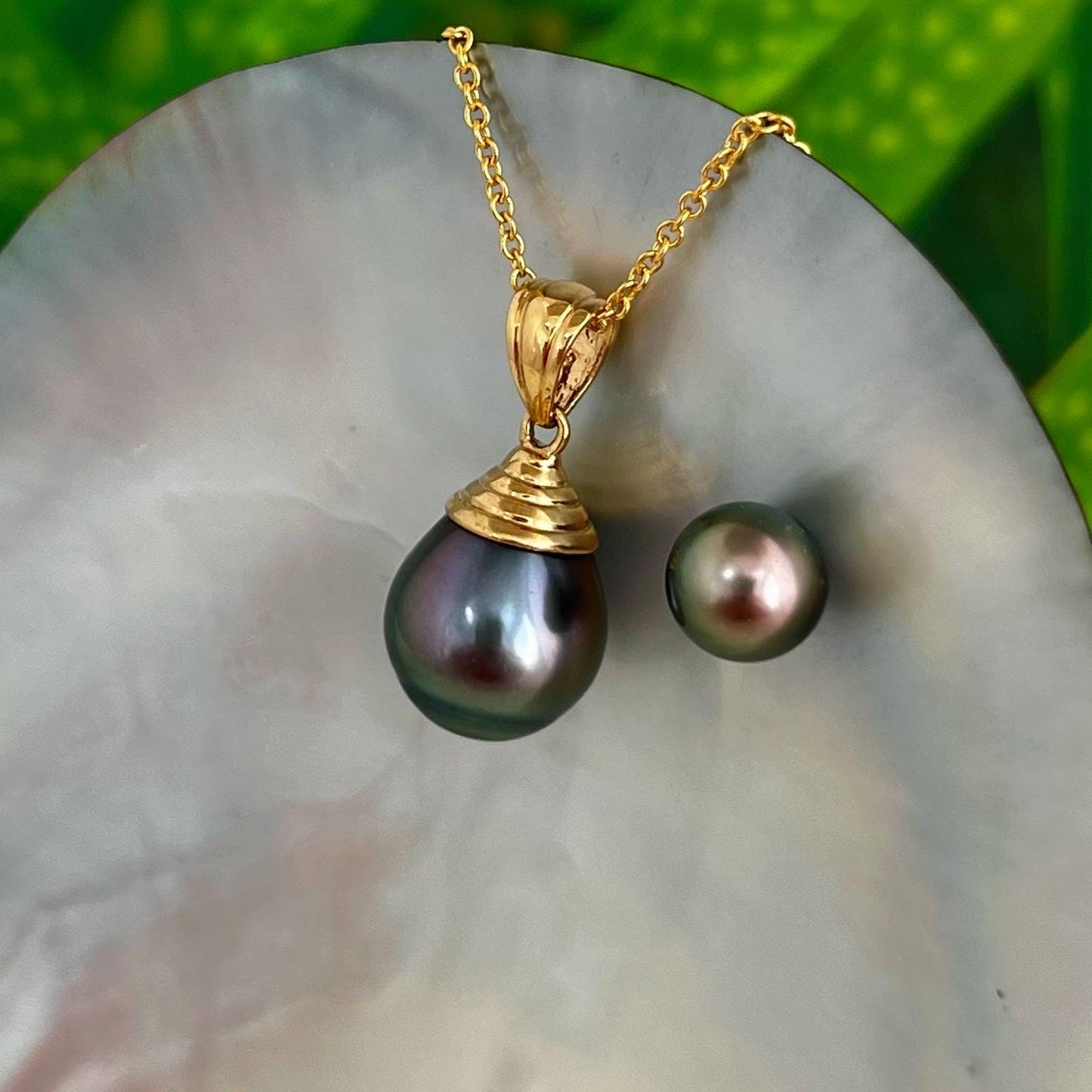big peacock tahitian black pearl necklace