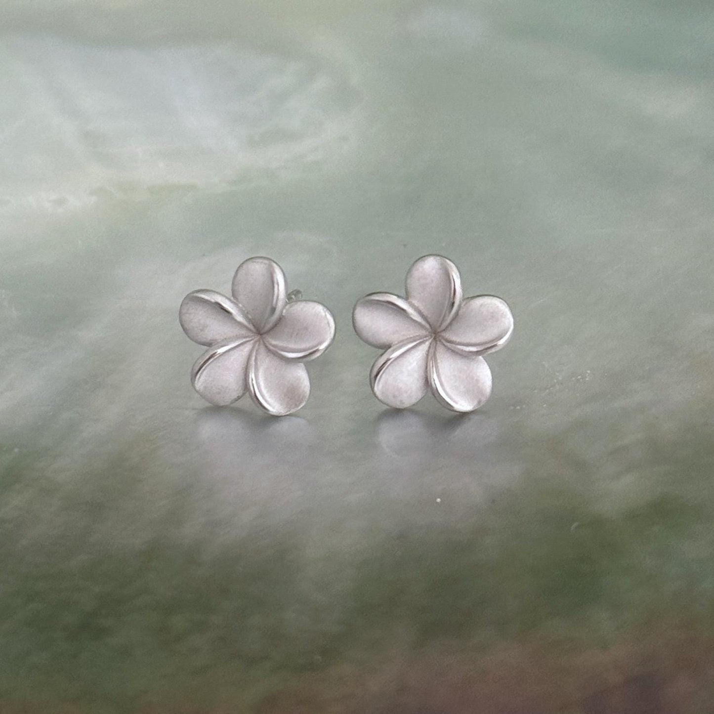 Plumeria Frangipani Flower Stud Earrings • hawaiian • Gold vermeil or Sterling silver