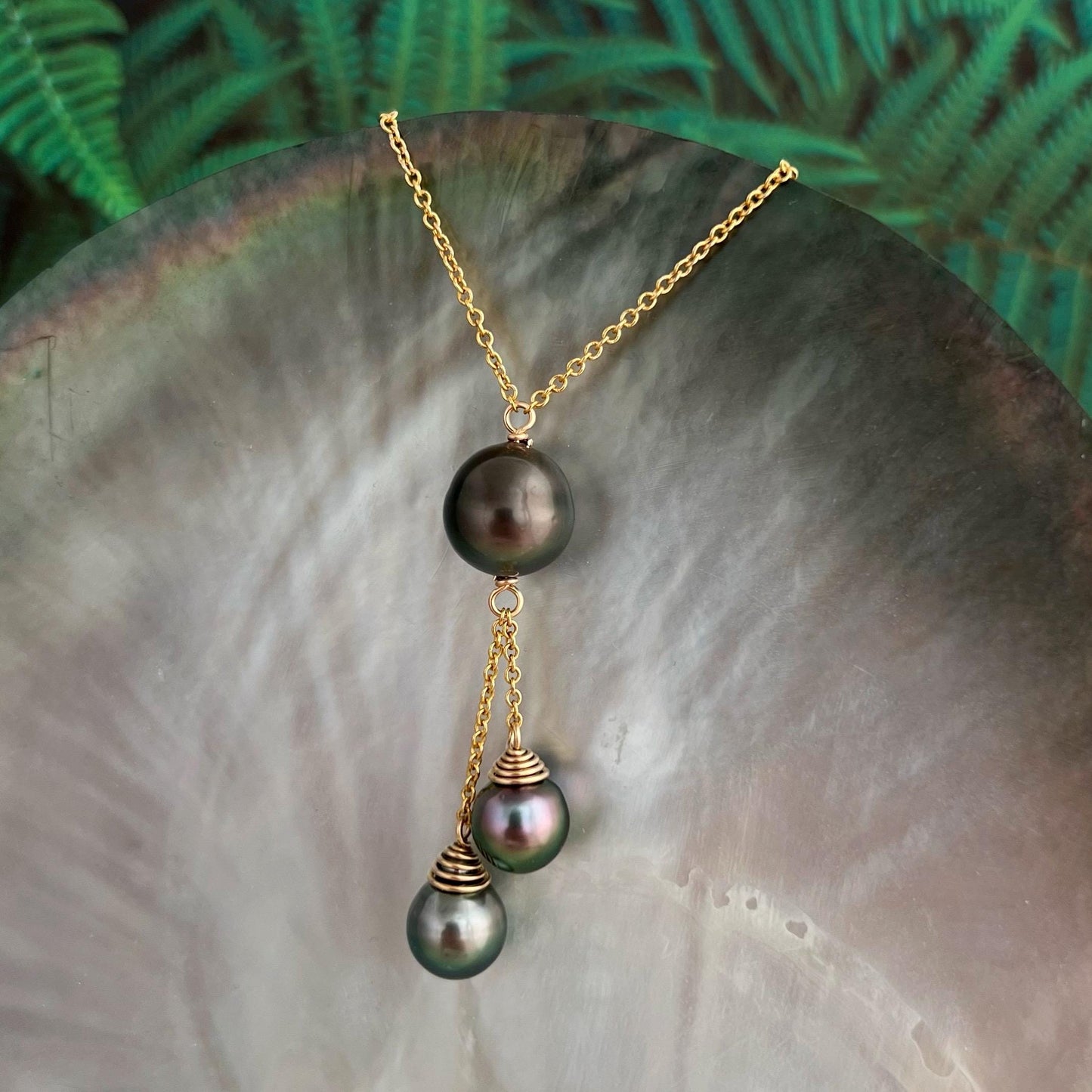 Tahitian Pearl Necklace – triple dangle • Elegant jewelry made in Hawaii
