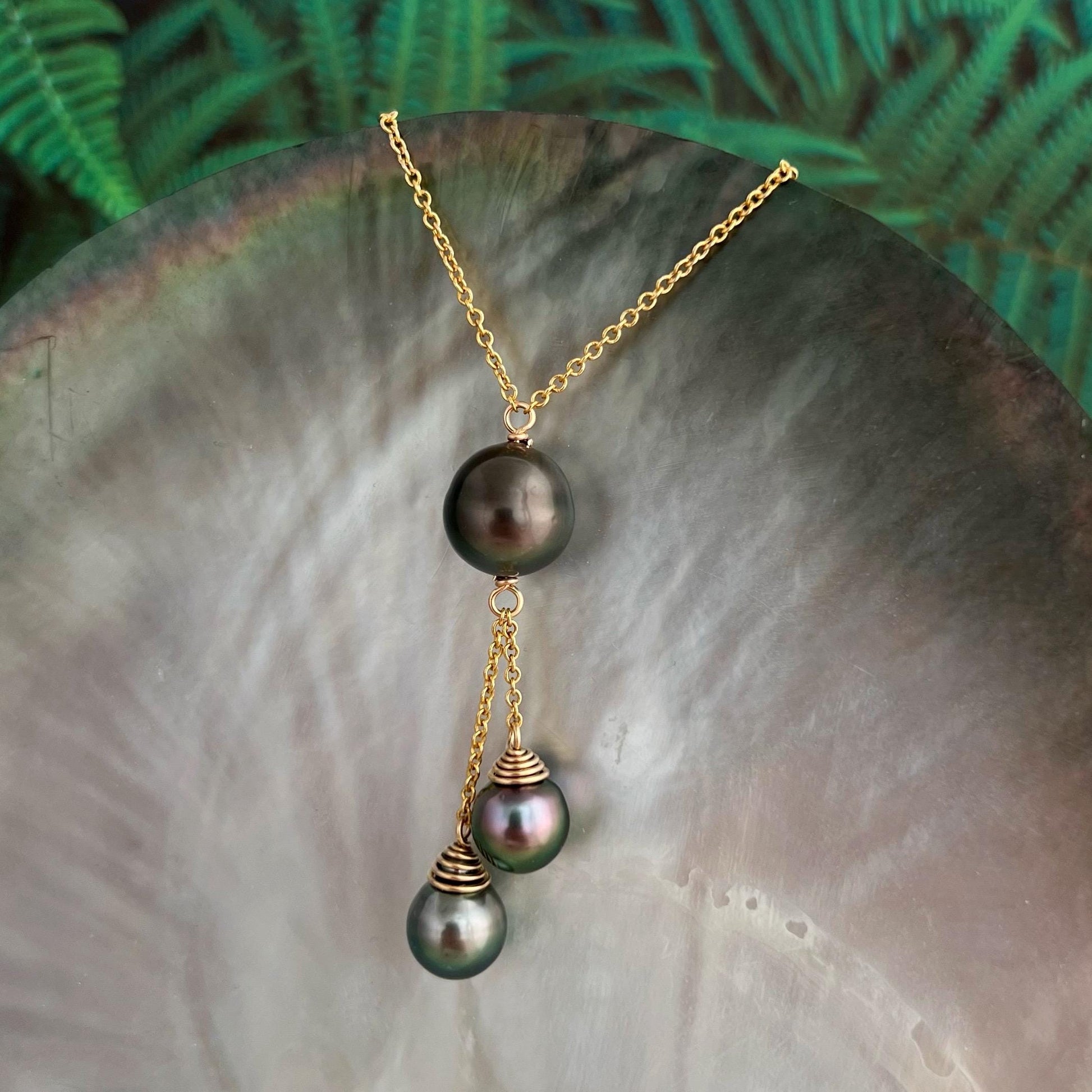 Tahitian Pearl Necklace – triple dangle • Elegant jewelry made in Hawaii
