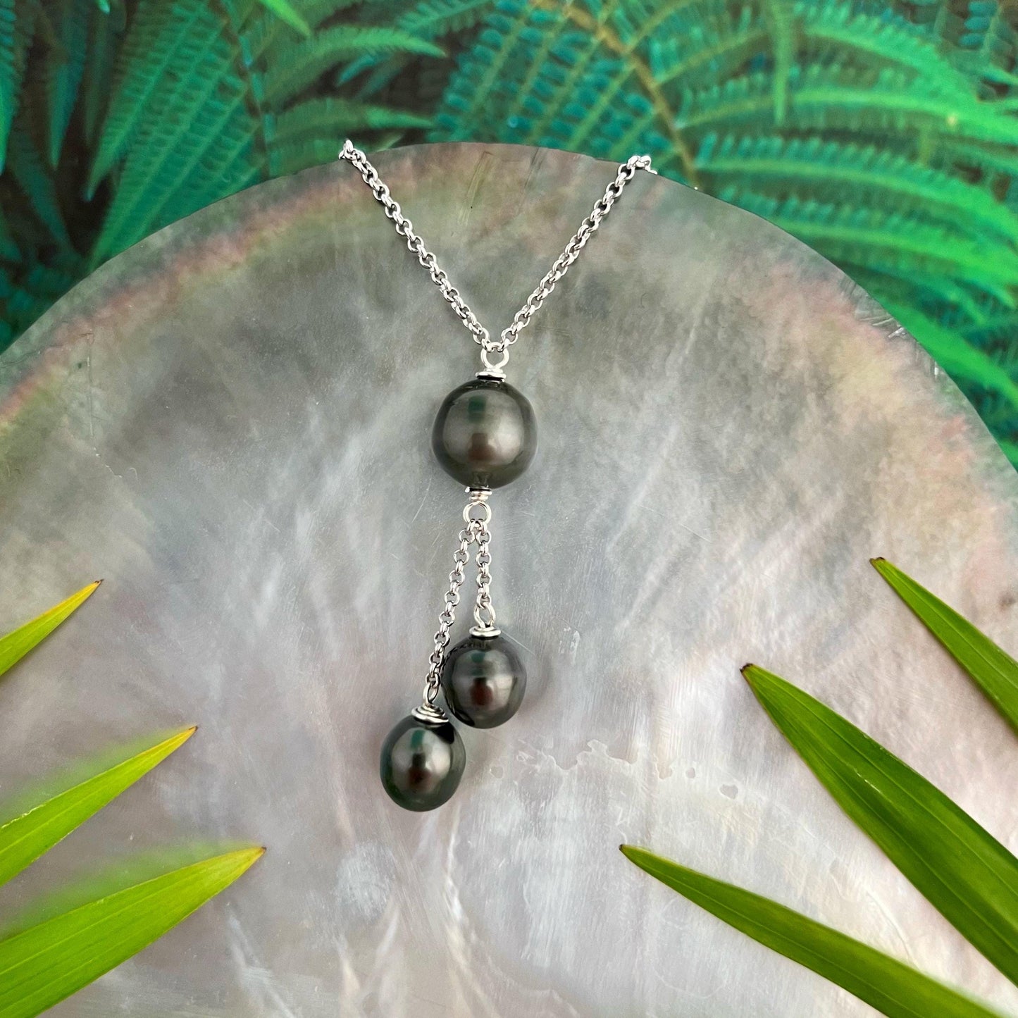 Tahitian Pearl Necklace – triple dangle • Elegant jewelry made in Hawaii