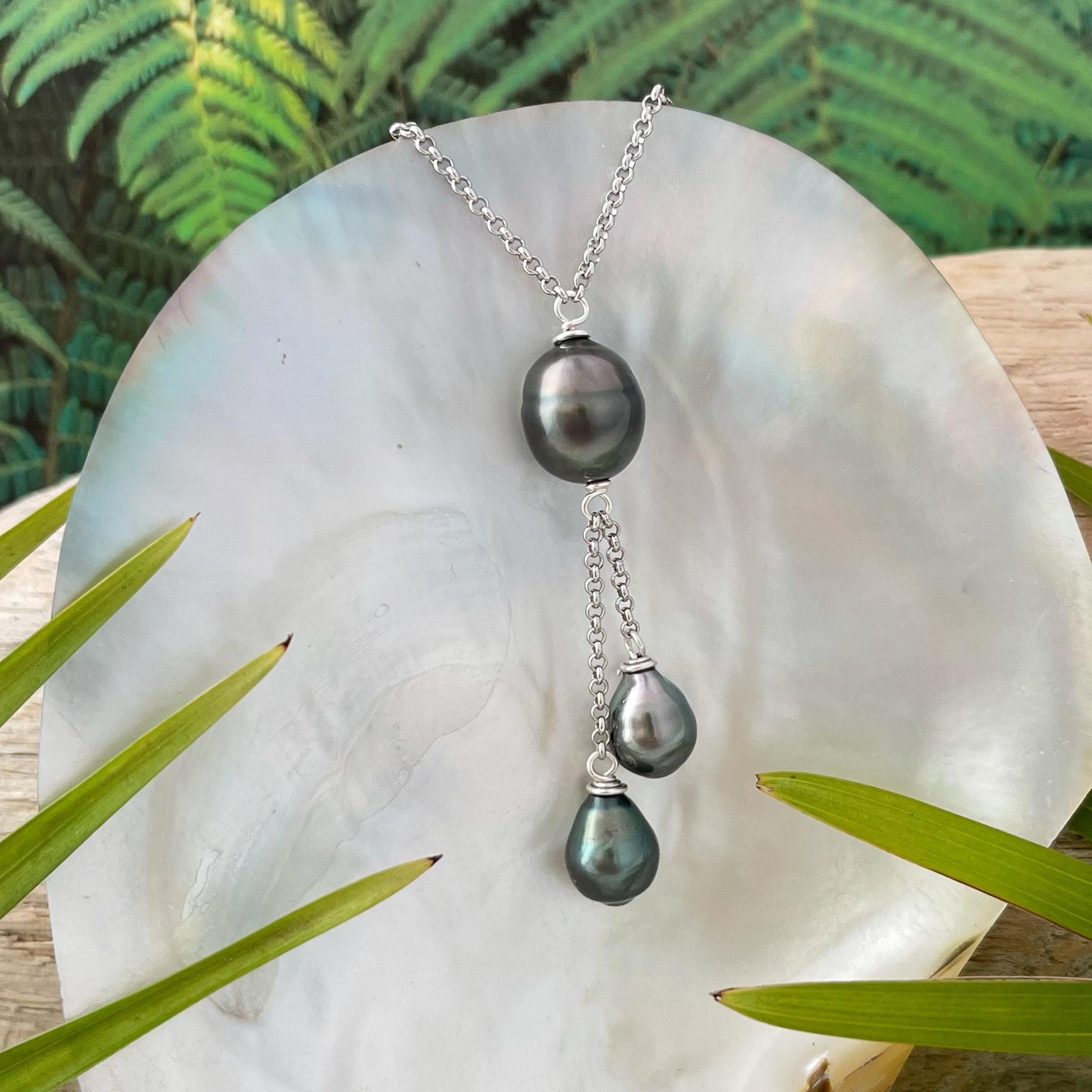 Tahitian Pearl Necklace – triple dangle • Elegant jewelry made in Hawaii