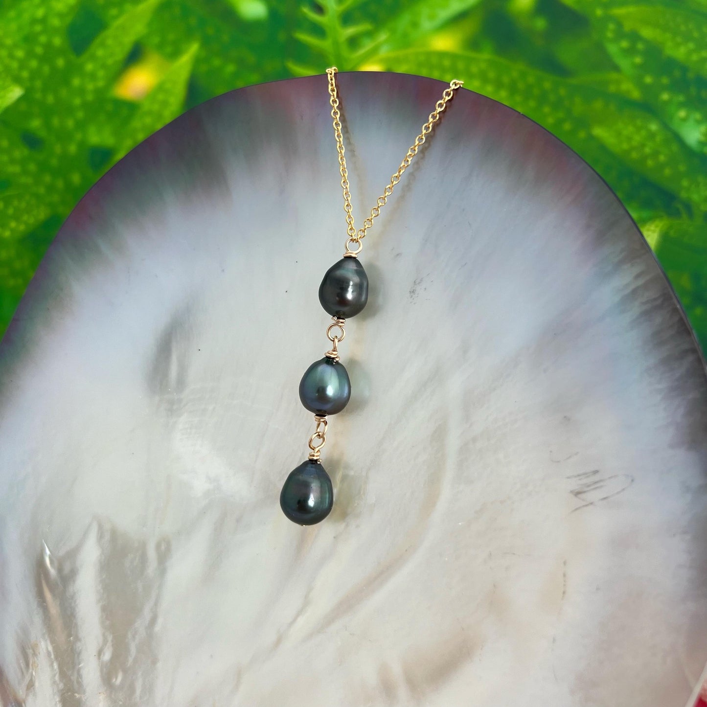 Triple Tahitian Pearl Necklace • Sterling Silver or Gold filled