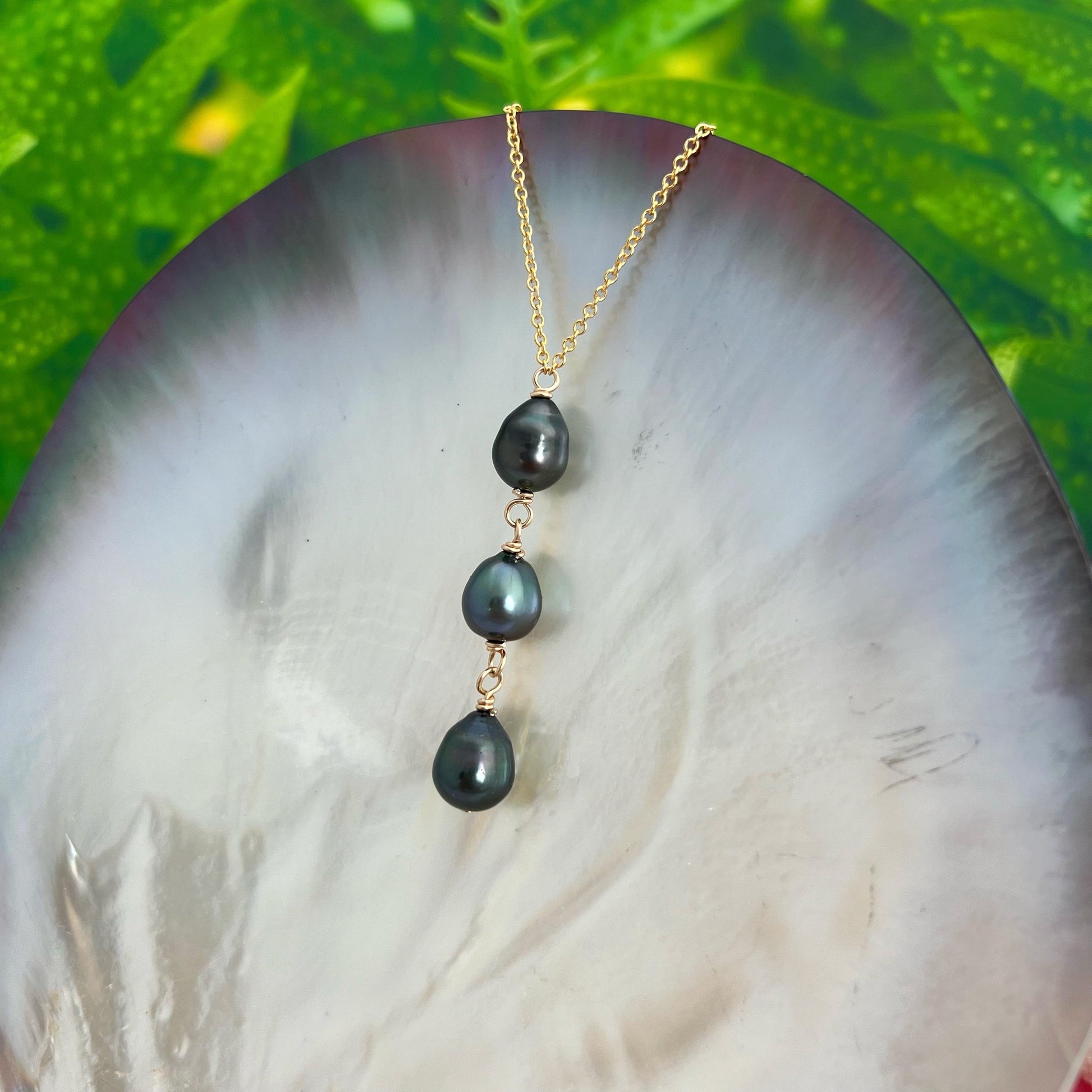 Triple Tahitian Pearl Necklace • Sterling Silver or Gold filled