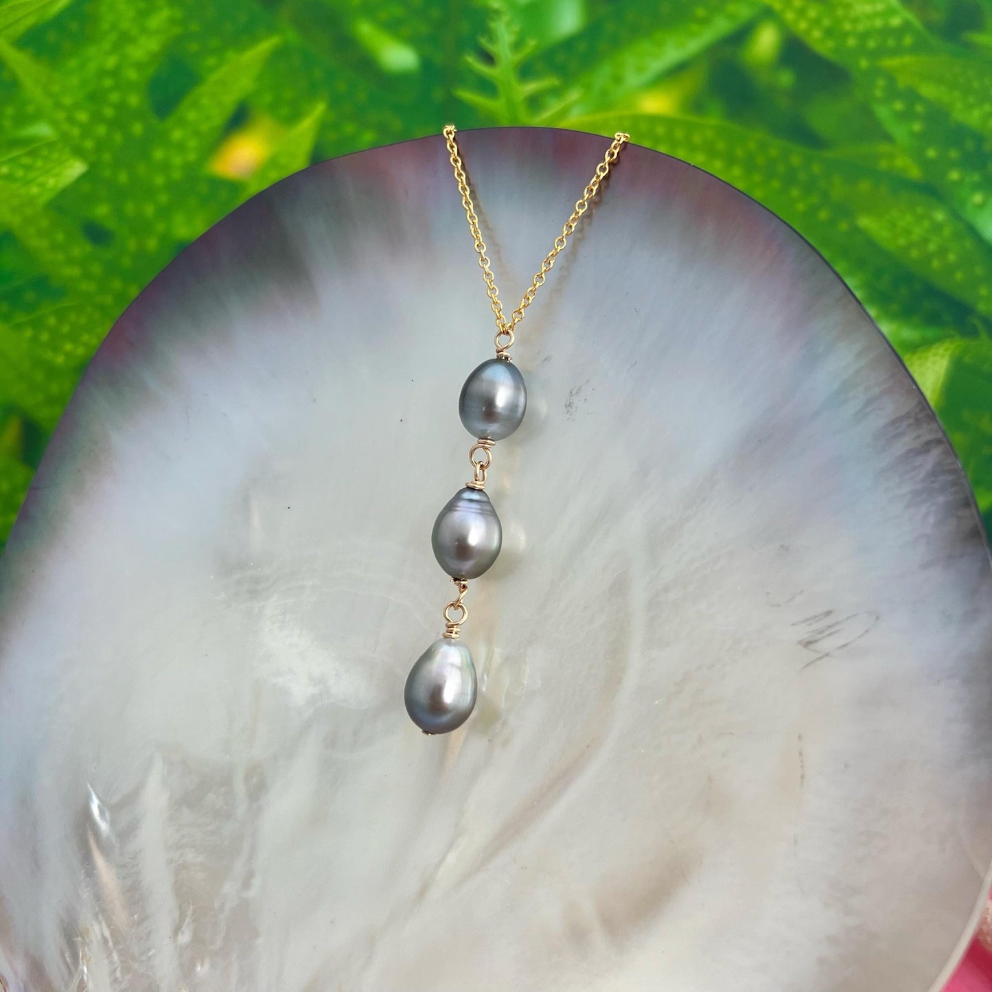 Triple Tahitian Pearl Necklace • Sterling Silver or Gold filled