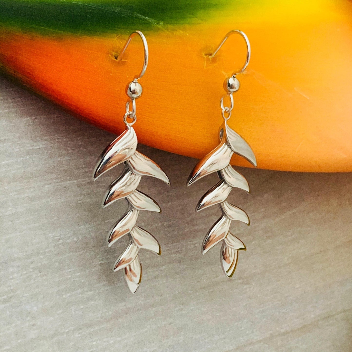 Heliconia Dangle Earrings • Hawaiian Jewelry