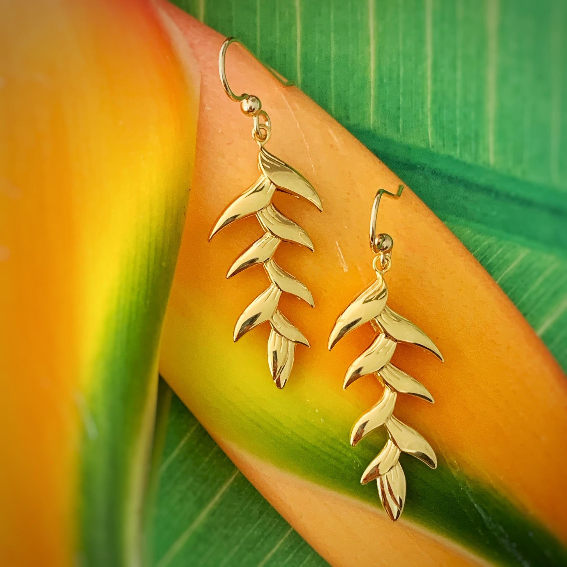 Heliconia drop earrings • Hawaiian jewelry