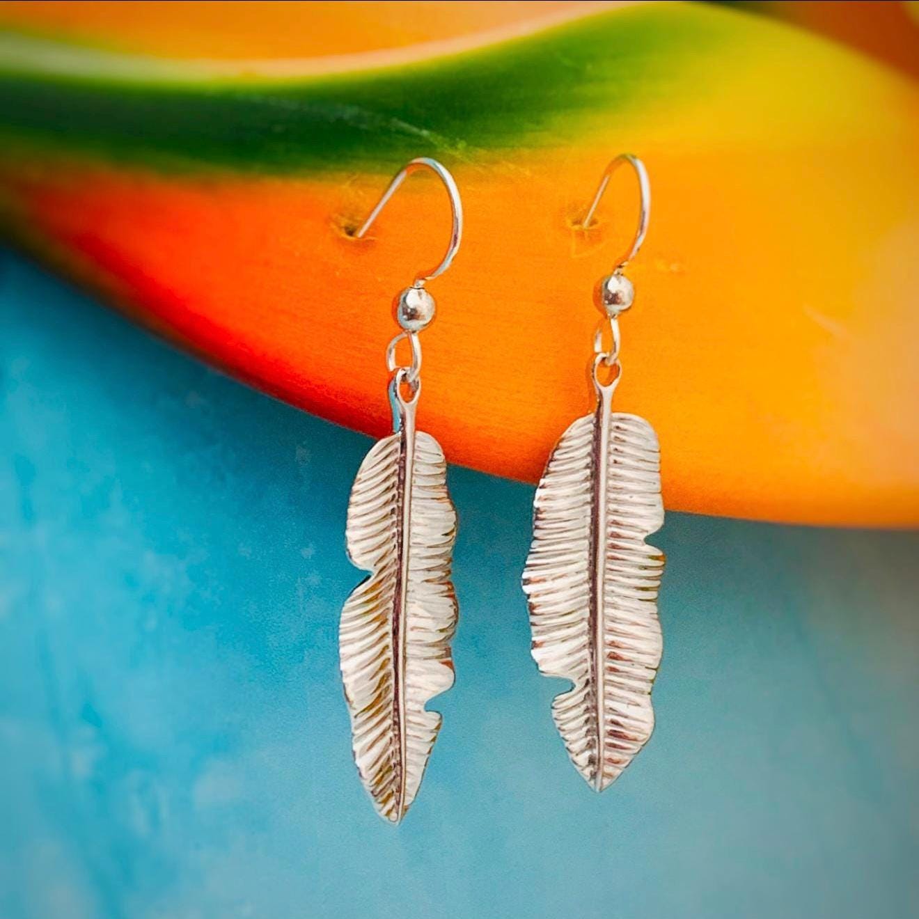 Tropical Banana Leaf Dangle Earrings • Hawaiian jewelry