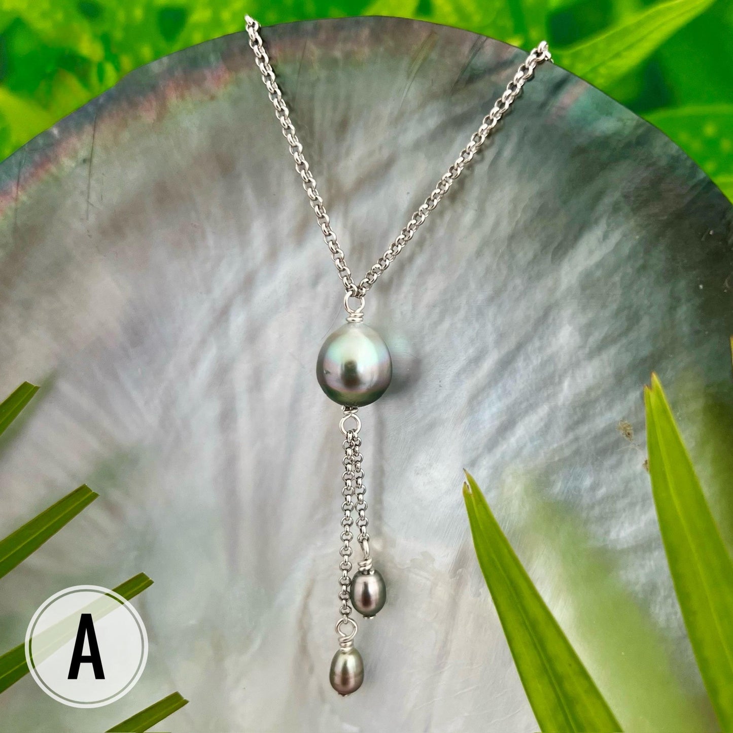 Tahitian pearl necklace • Dainty Keshi jewelry • dangle sterling silver gift