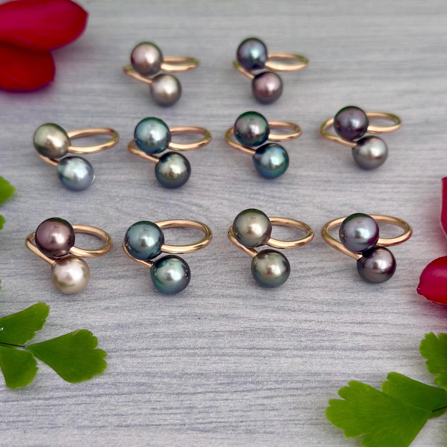 Double Tahitian Pearl Ring – Sturdy Handcrafted Gold-Filled Statement Jewelry