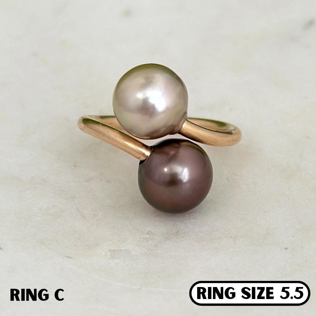 Double Tahitian Pearl Ring – Sturdy Handcrafted Gold-Filled Statement Jewelry