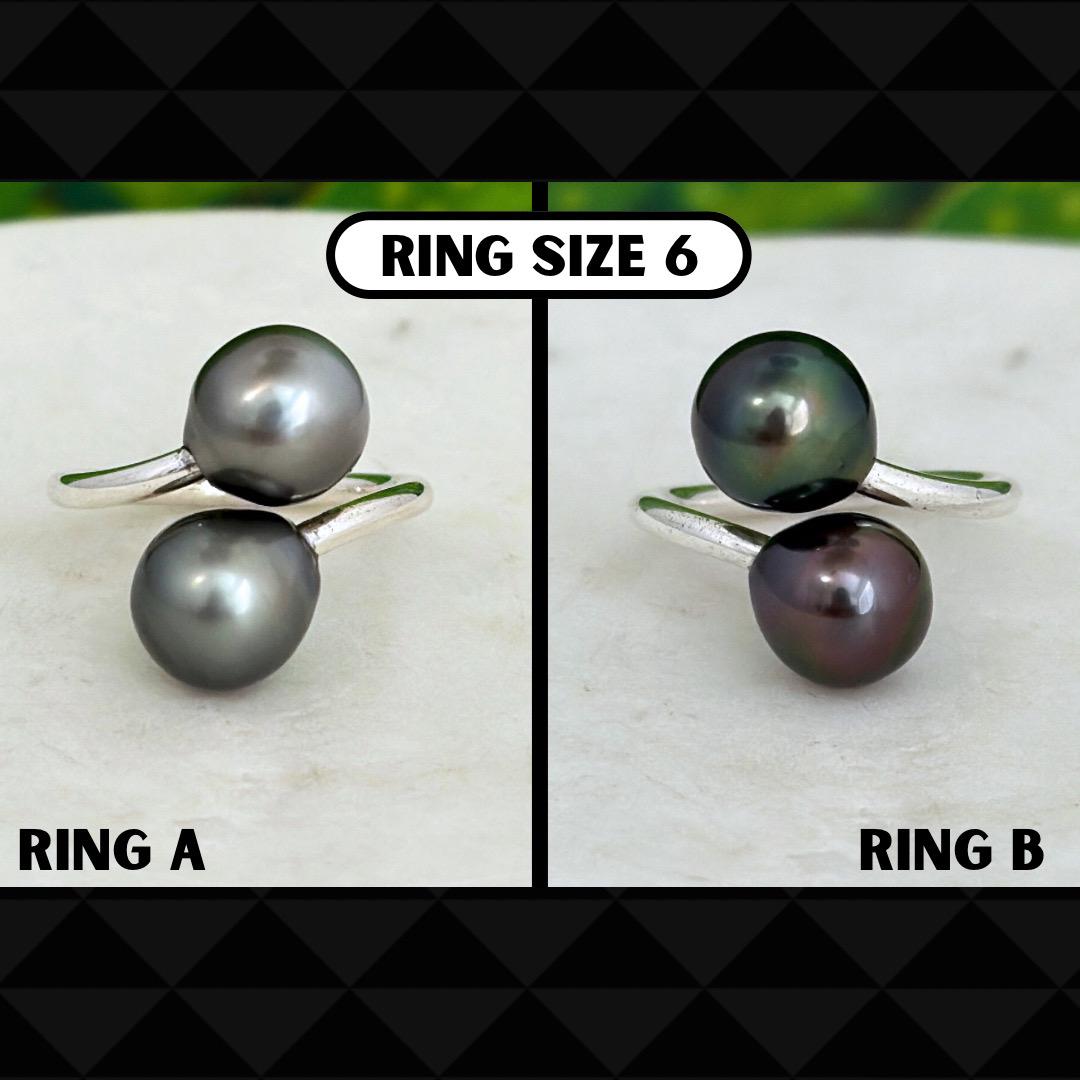 Double Tahitian Pearl Ring – Handcrafted Sterling Silver Statement Jewelry