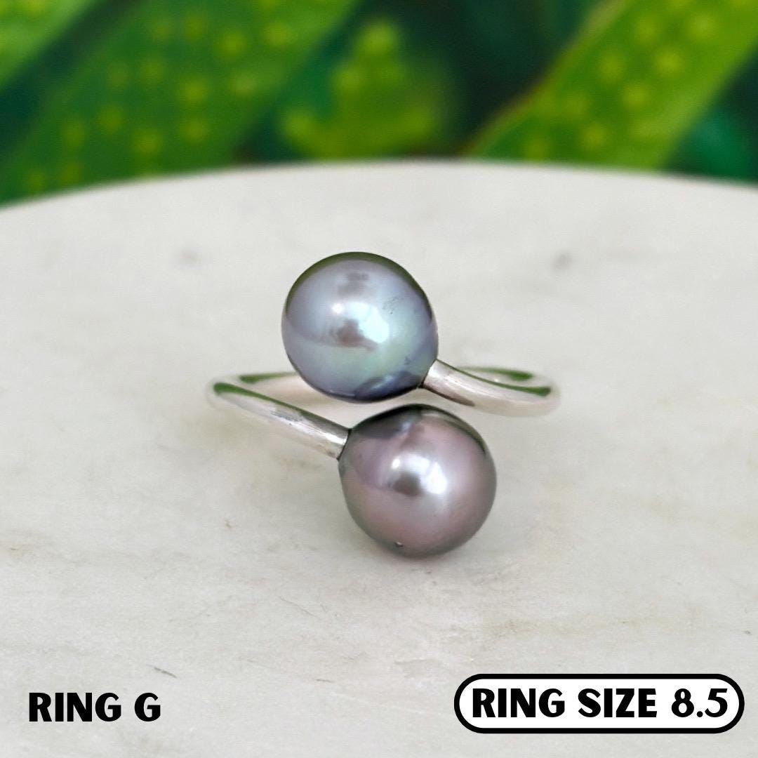 Double Tahitian Pearl Ring – Handcrafted Sterling Silver Statement Jewelry