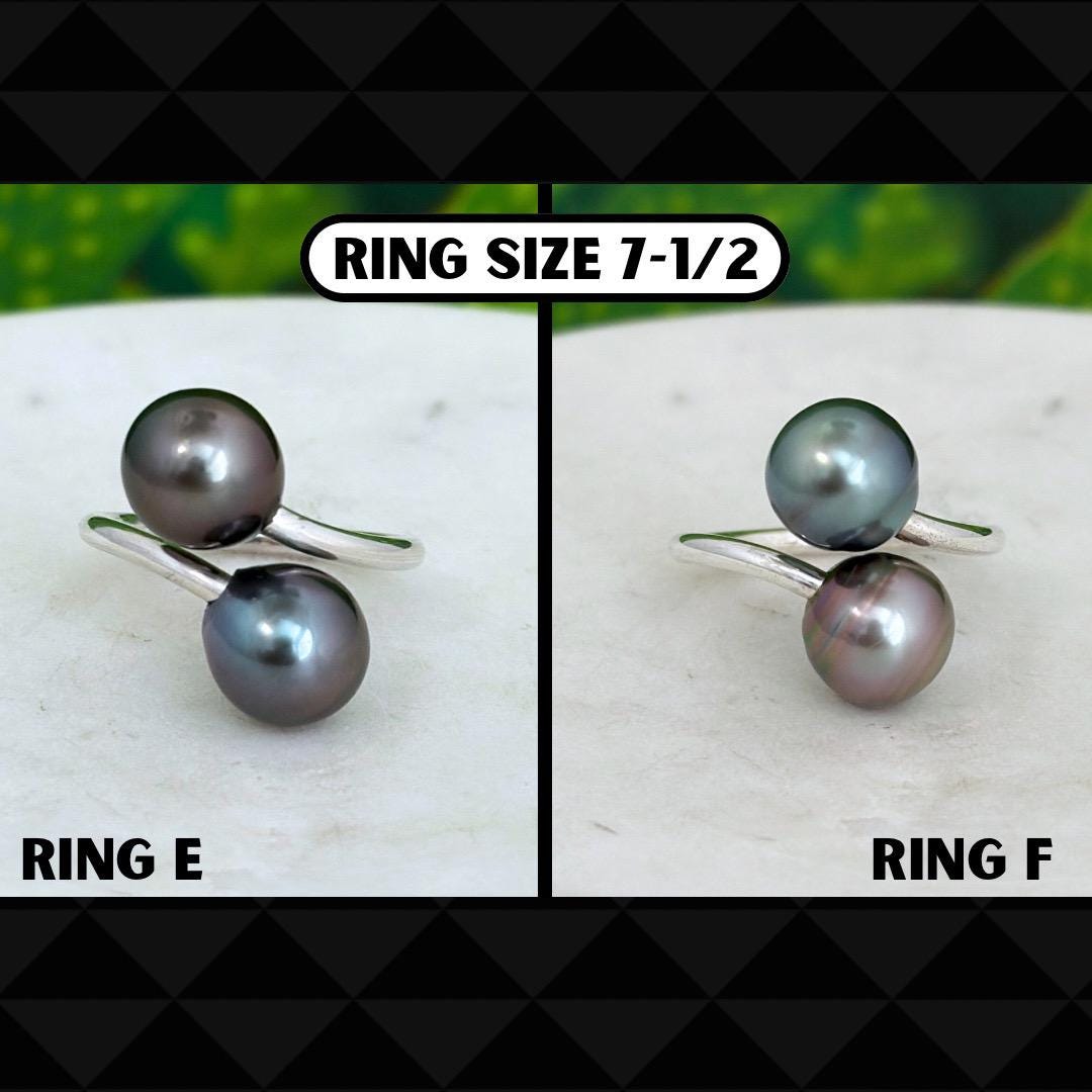 Double Tahitian Pearl Ring – Handcrafted Sterling Silver Statement Jewelry
