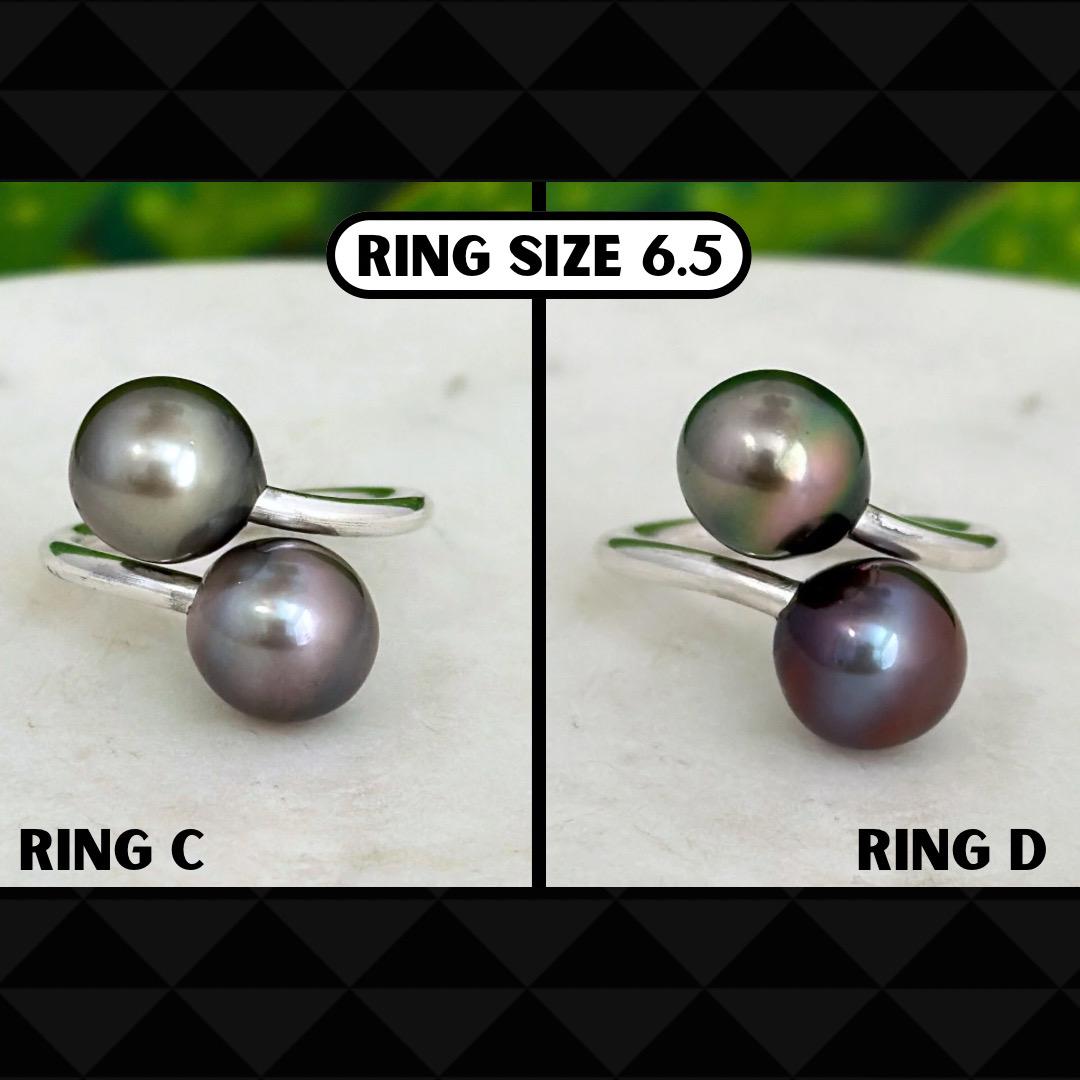 Double Tahitian Pearl Ring – Handcrafted Sterling Silver Statement Jewelry