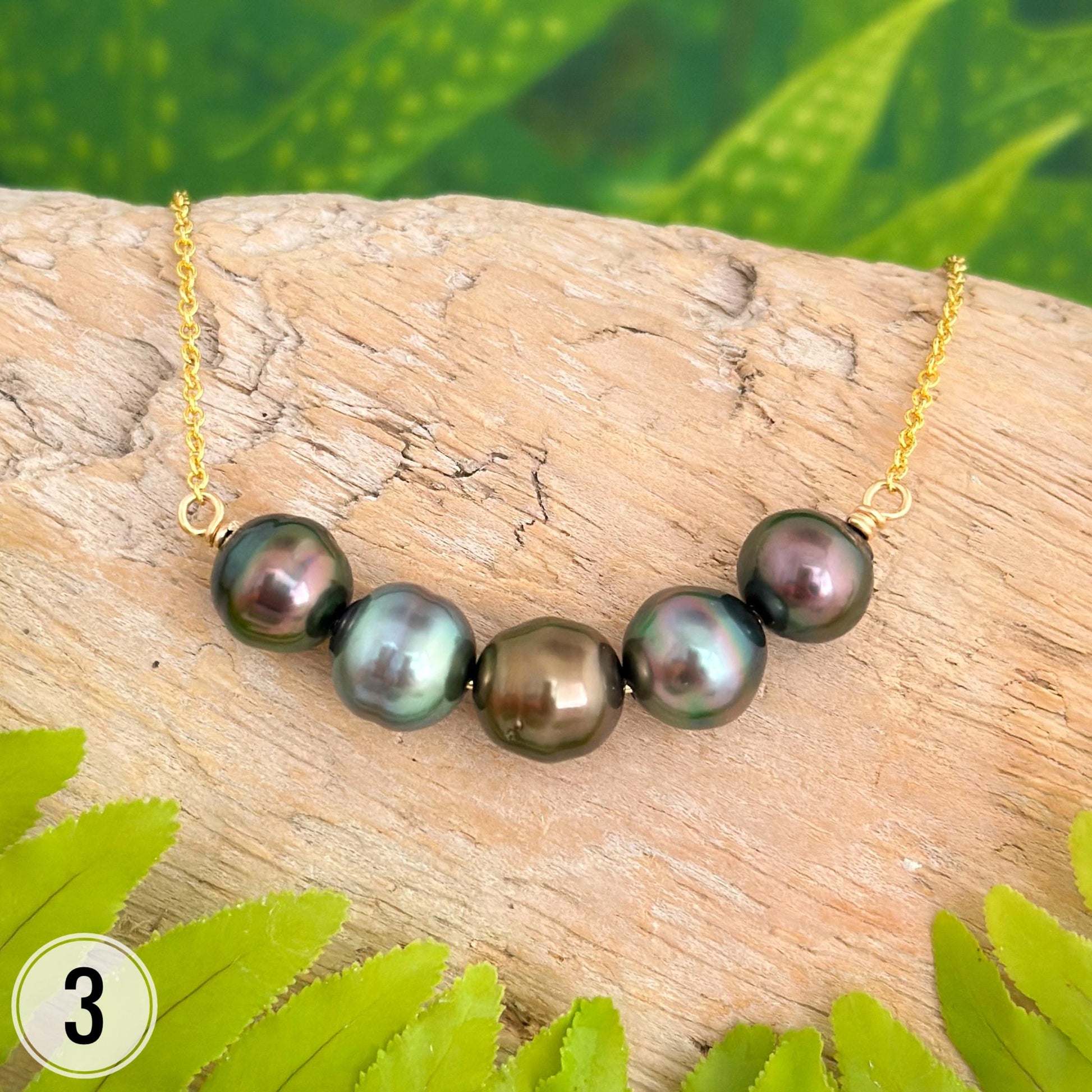 Multicolor Tahitian Pearl Bar Necklace: 14k Gold Filled Chain