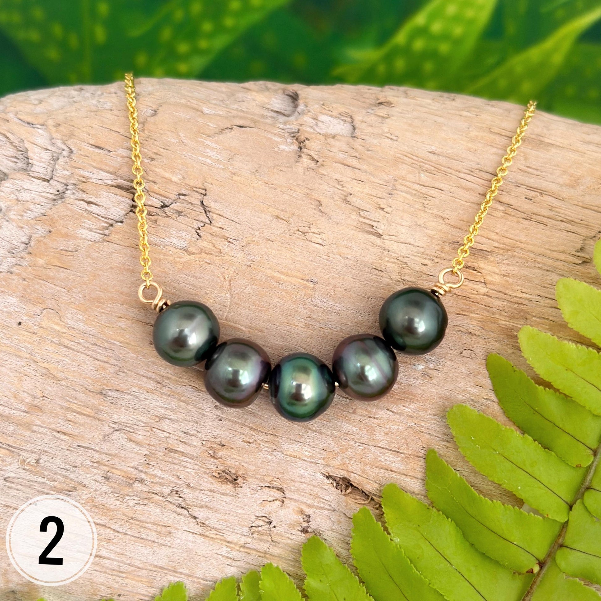 Multicolor Tahitian Pearl Bar Necklace: 14k Gold Filled Chain