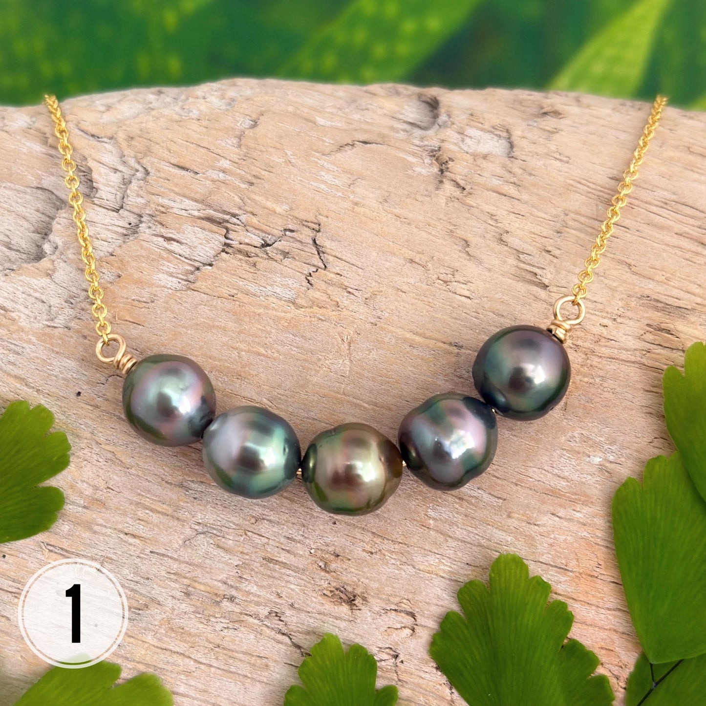 Multicolor Tahitian Pearl Bar Necklace: 14k Gold Filled Chain