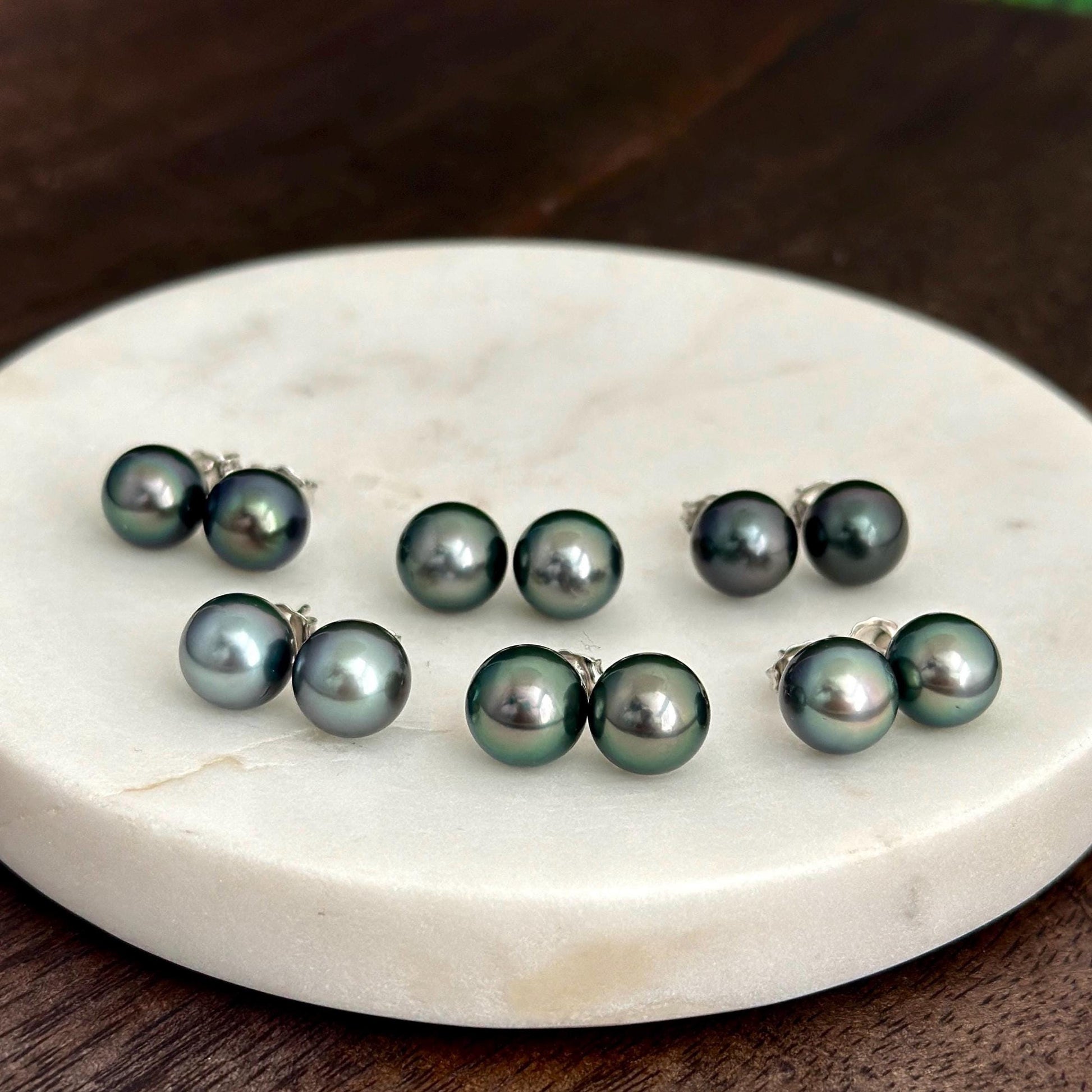 Tahitian pearl stud earrings