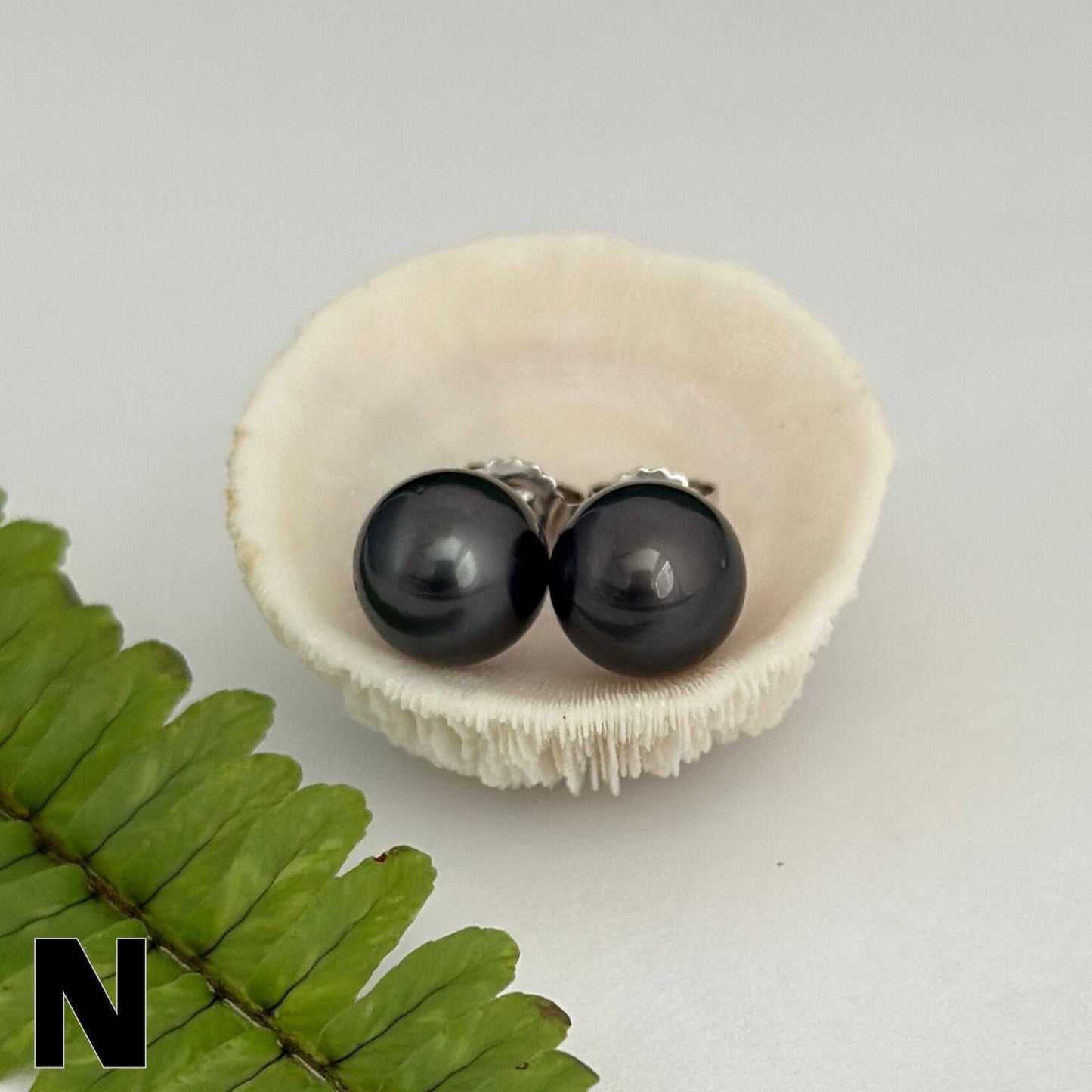 Tahitian pearl stud earrings • casual everyday jewelry • sterling silver