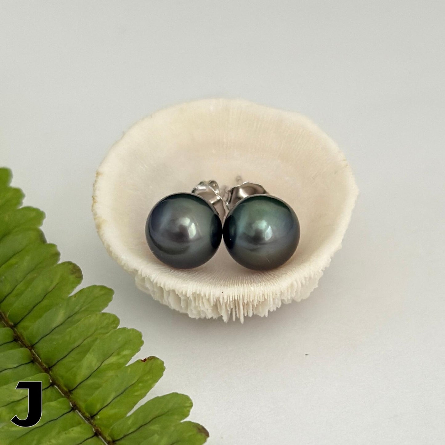 Tahitian pearl stud earrings • casual everyday jewelry • sterling silver